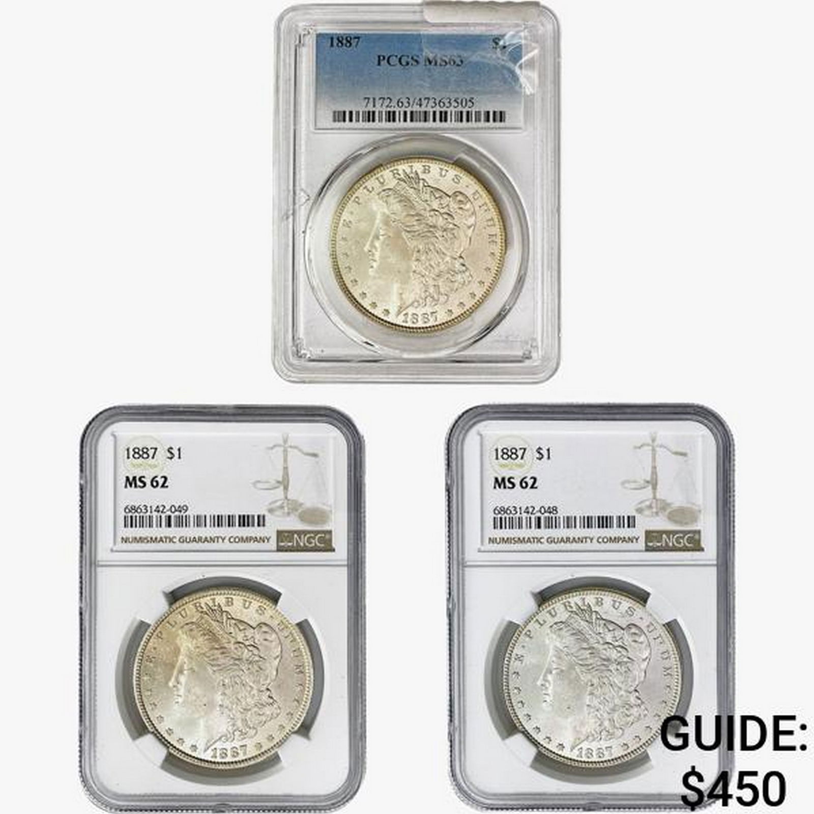 [3] 1887 Morgan Silver Dollar PCGS/NGC MS62 (1 of 2)