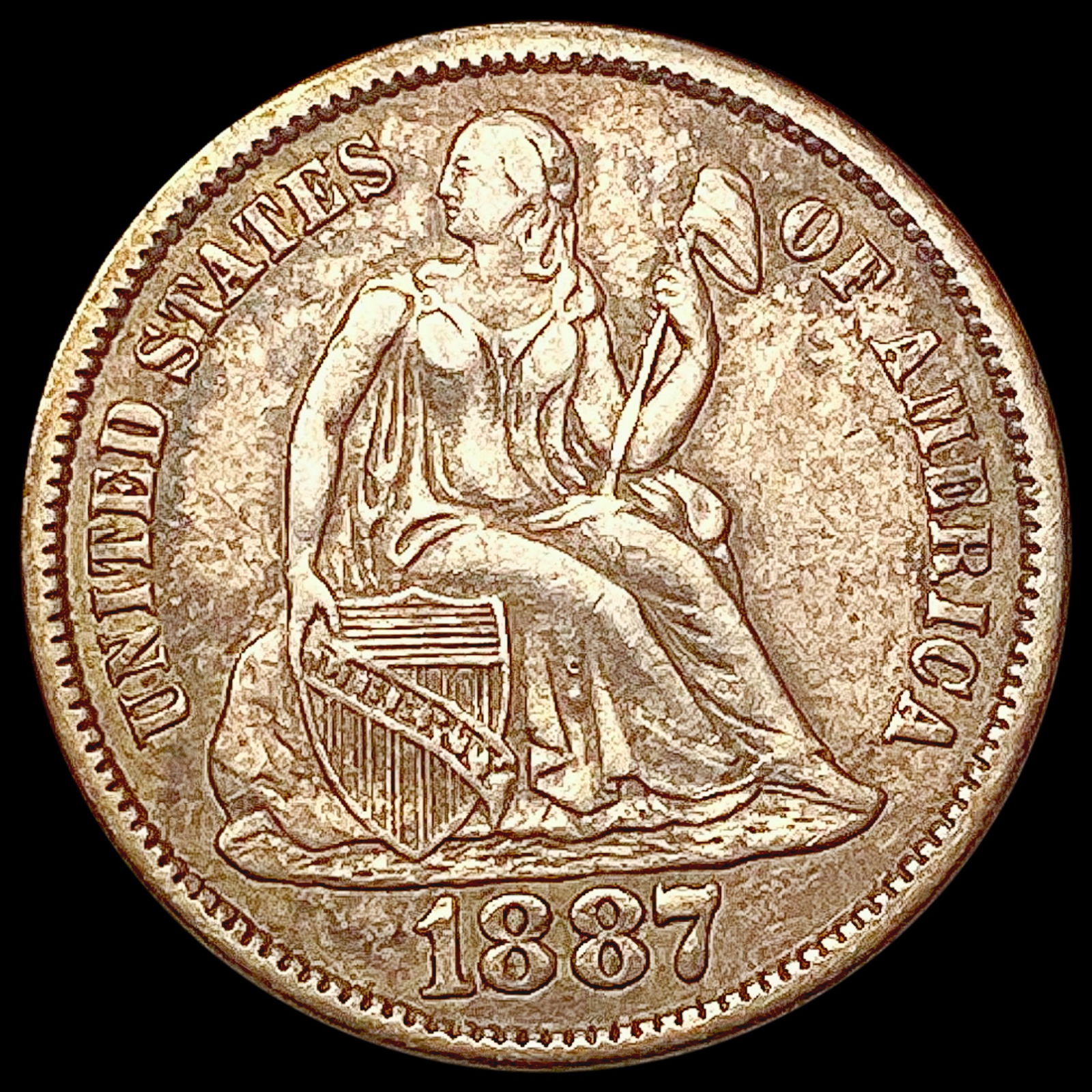 1887-S Seated Liberty Dime ABOUT UNCIRCULATED (1 of 2)