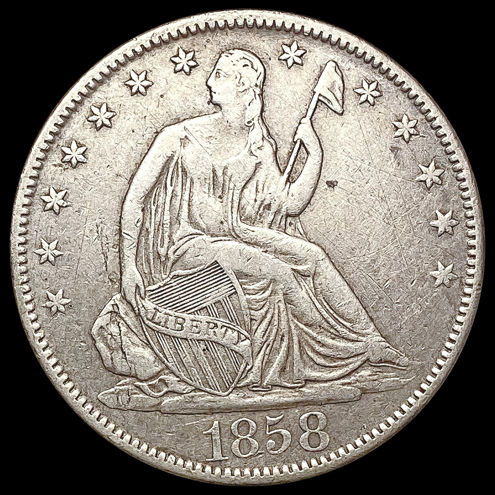 1858-O Seated Liberty Half Dollar NEARLY UNCIRCULATED (1 of 2)