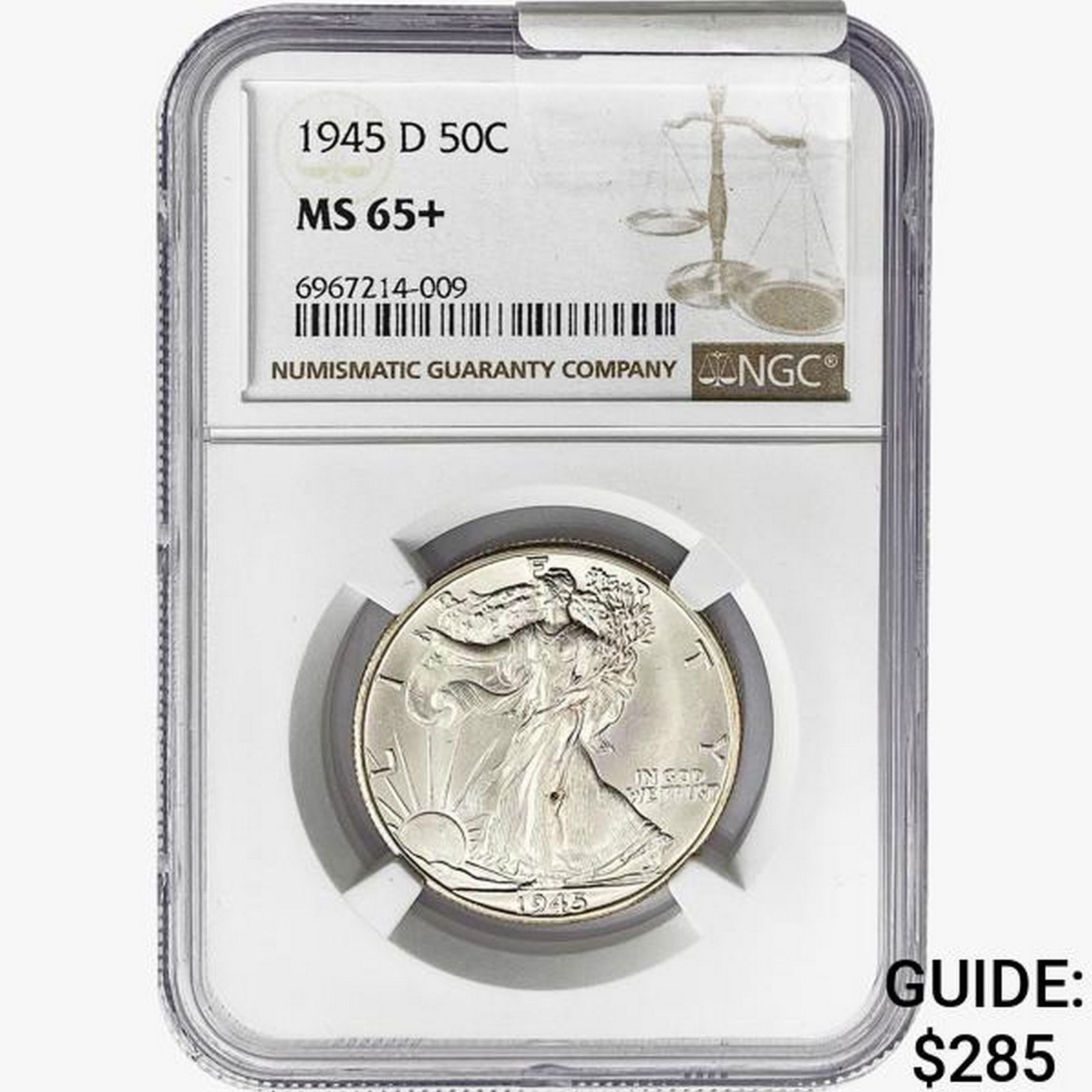1945-D Walking Liberty Half Dollar NGC MS65+ (1 of 2)