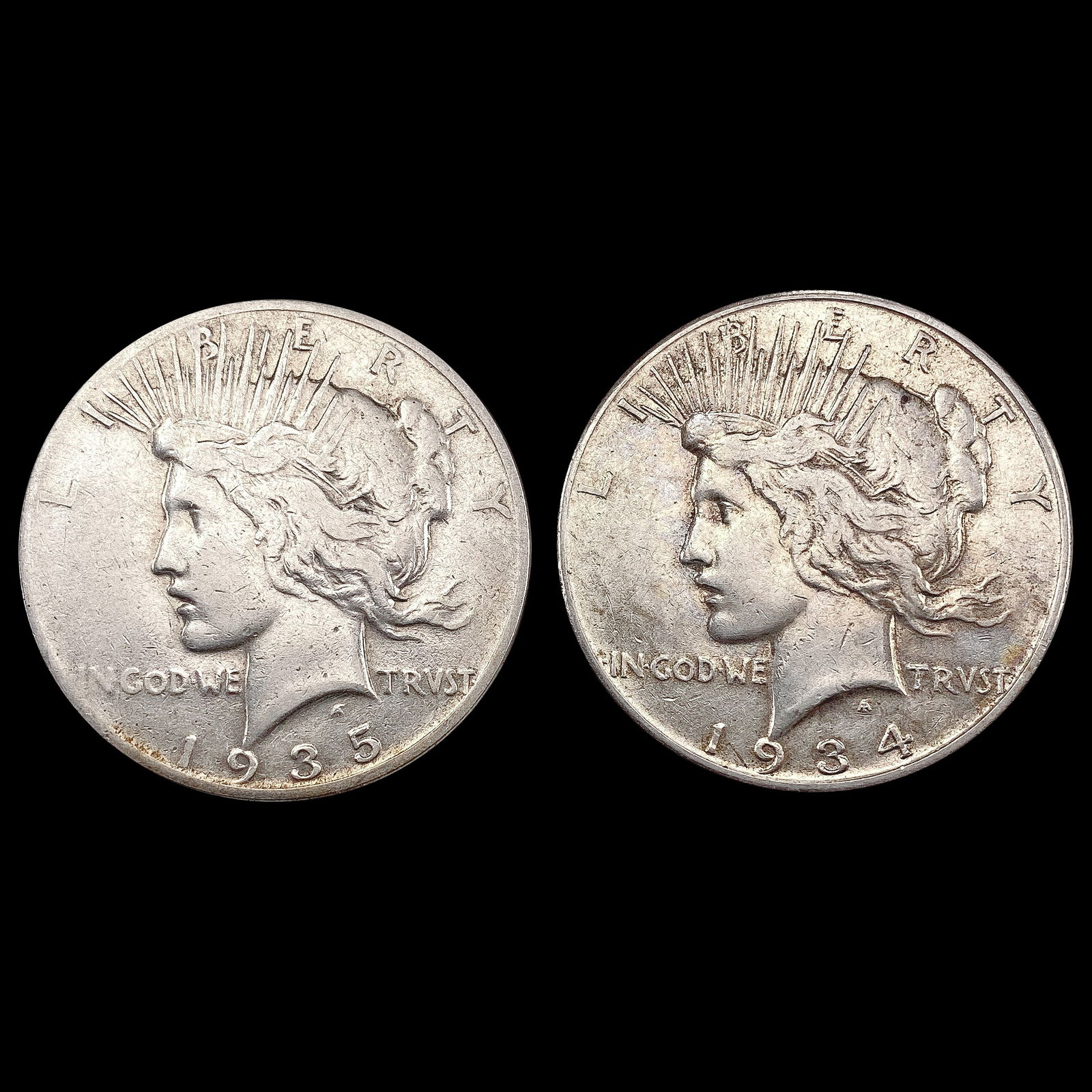 [2] 1934-1935 Silver Peace Dollar NEARLY UNCIRCULATED (1 of 2)