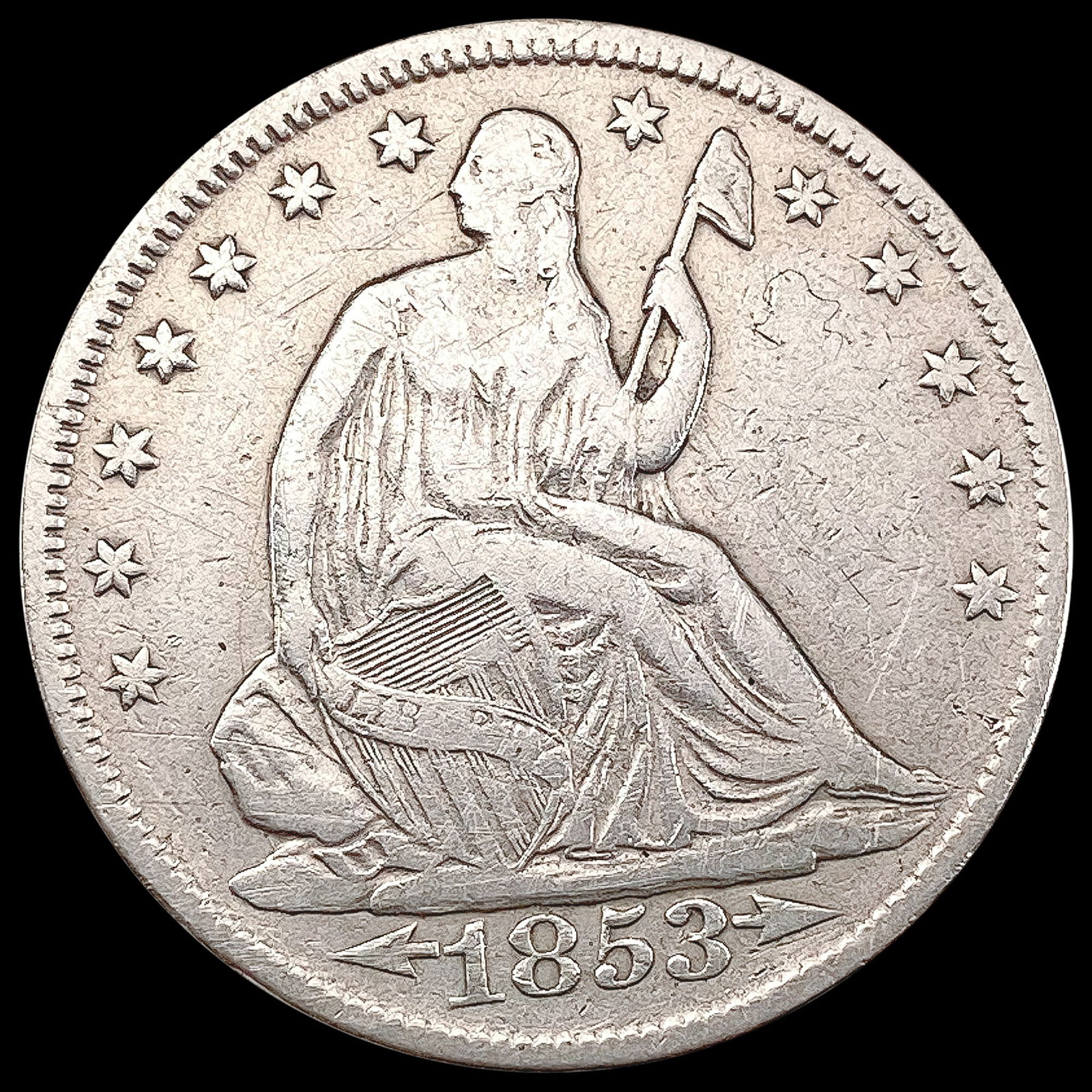 1853 Seated Liberty Half Dollar ABOUT UNCIRCULATED (1 of 2)