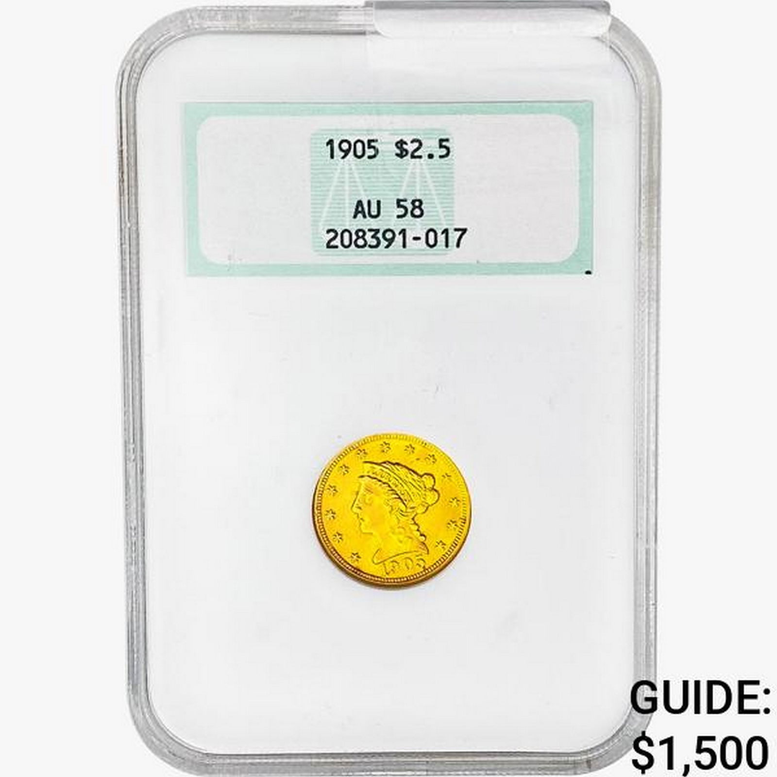 1905 $2.50 Gold Quarter Eagle NGC AU58 (1 of 2)