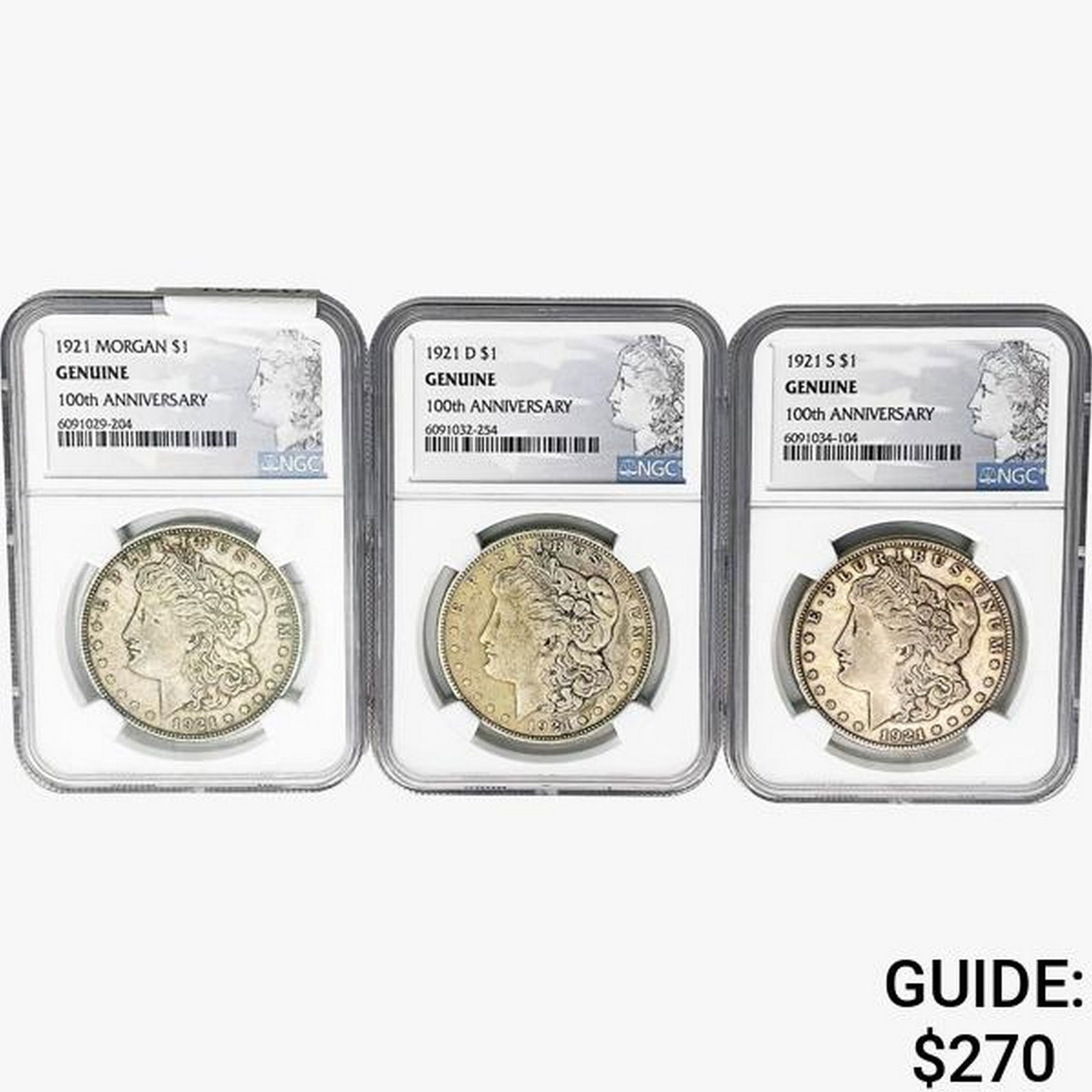 [3] 1921 Morgan Silver Dollar NGC Gen. 100th Ann. (1 of 2)