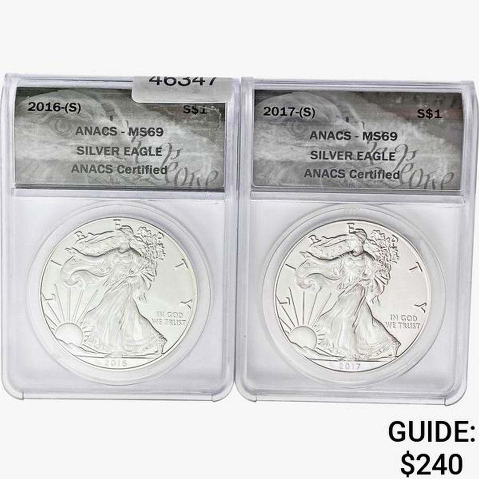 [2] 2016-S & 2017-S Silver Eagle ANACS MS69 (1 of 2)
