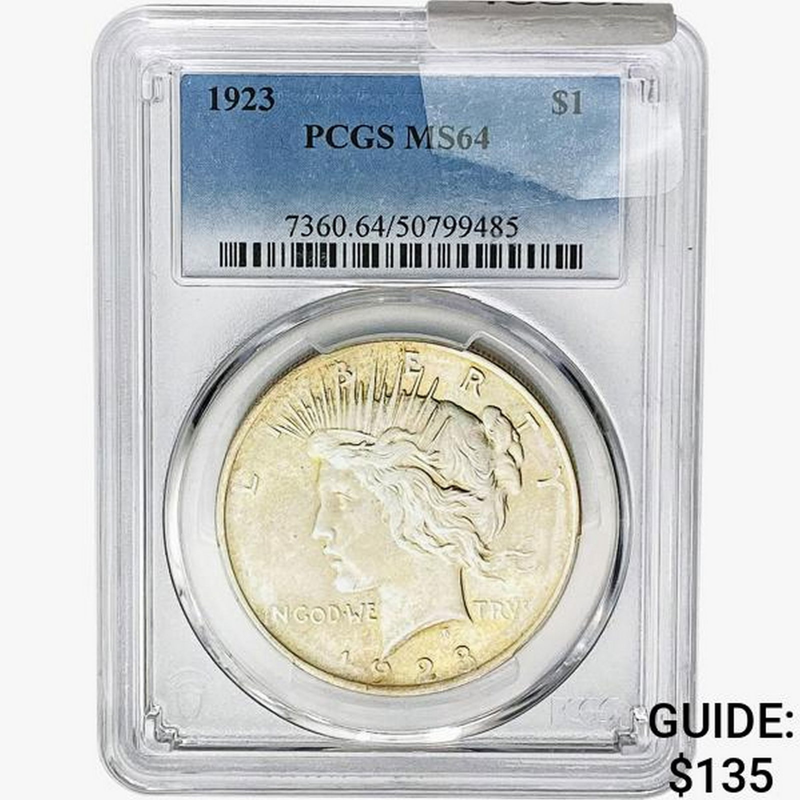 1923 Silver Peace Dollar PCGS MS64: 1923 Silver Peace Dollar PCGS MS64