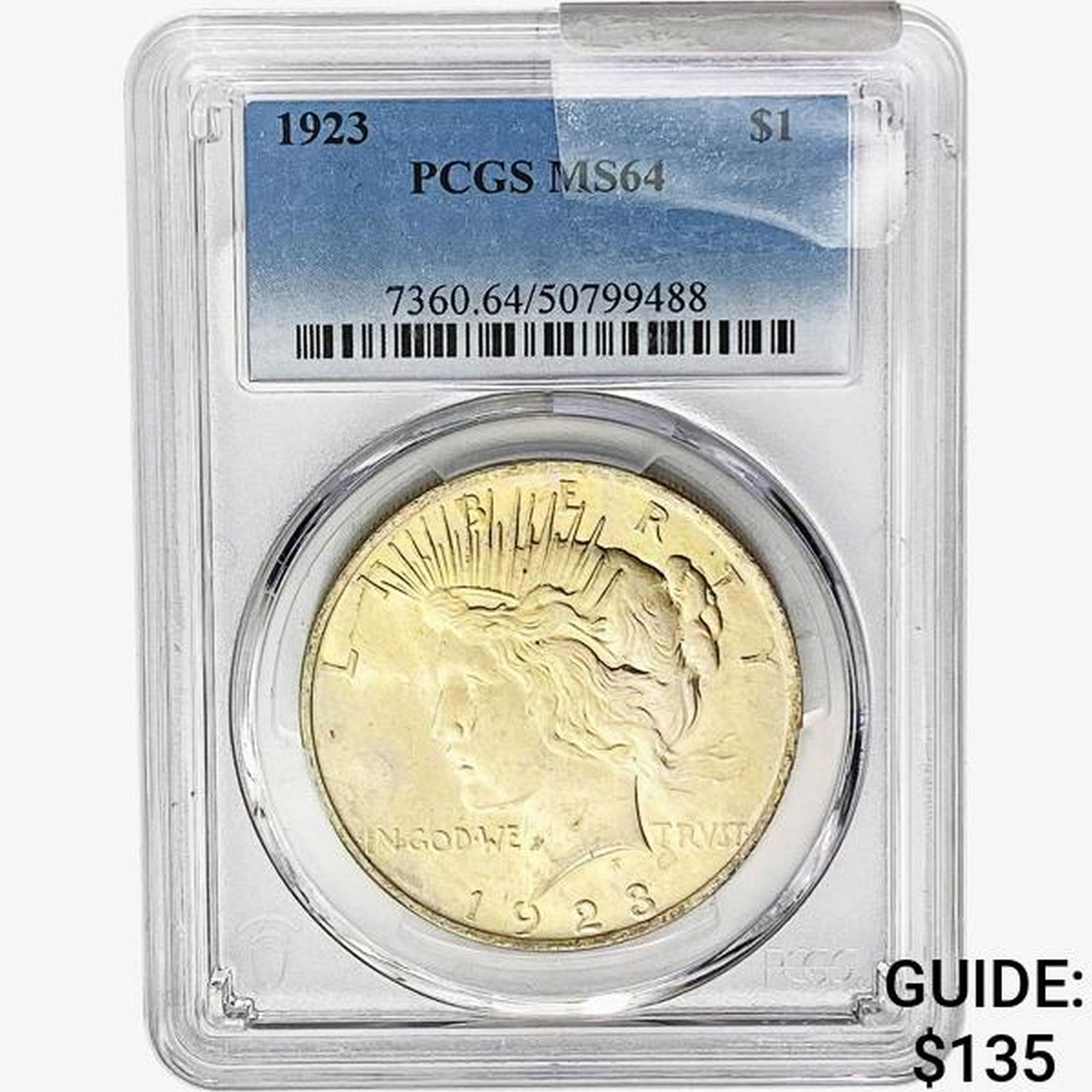 1923 Silver Peace Dollar PCGS MS64: 1923 Silver Peace Dollar PCGS MS64