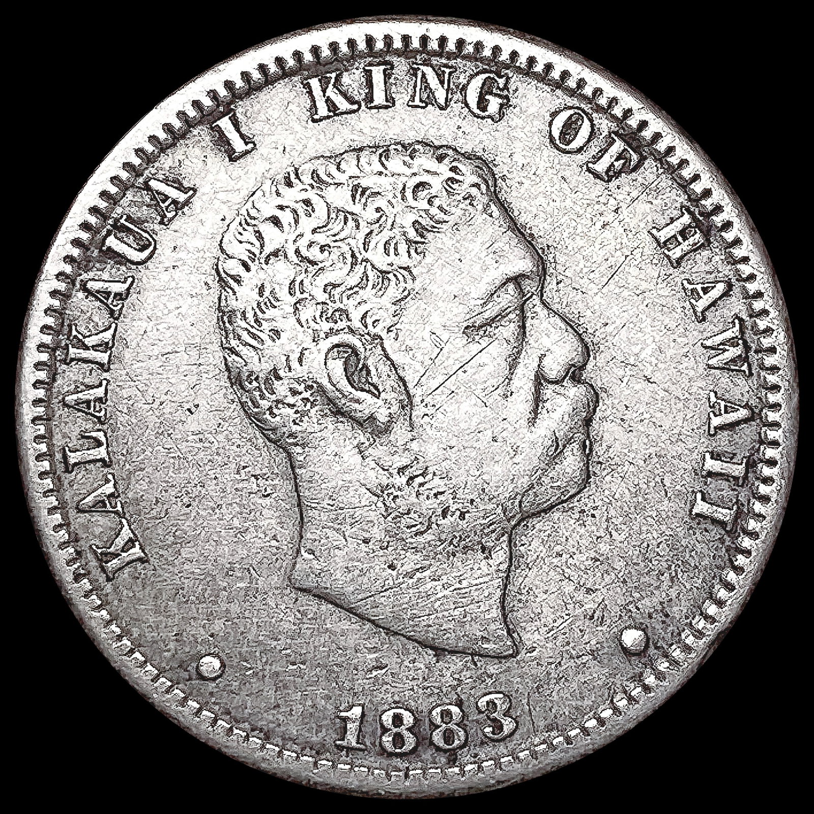 1883 Kingdom of Hawaii Quarter LIGHTLY CIRCULATED: 1883 Kingdom of Hawaii Quarter LIGHTLY CIRCULATED