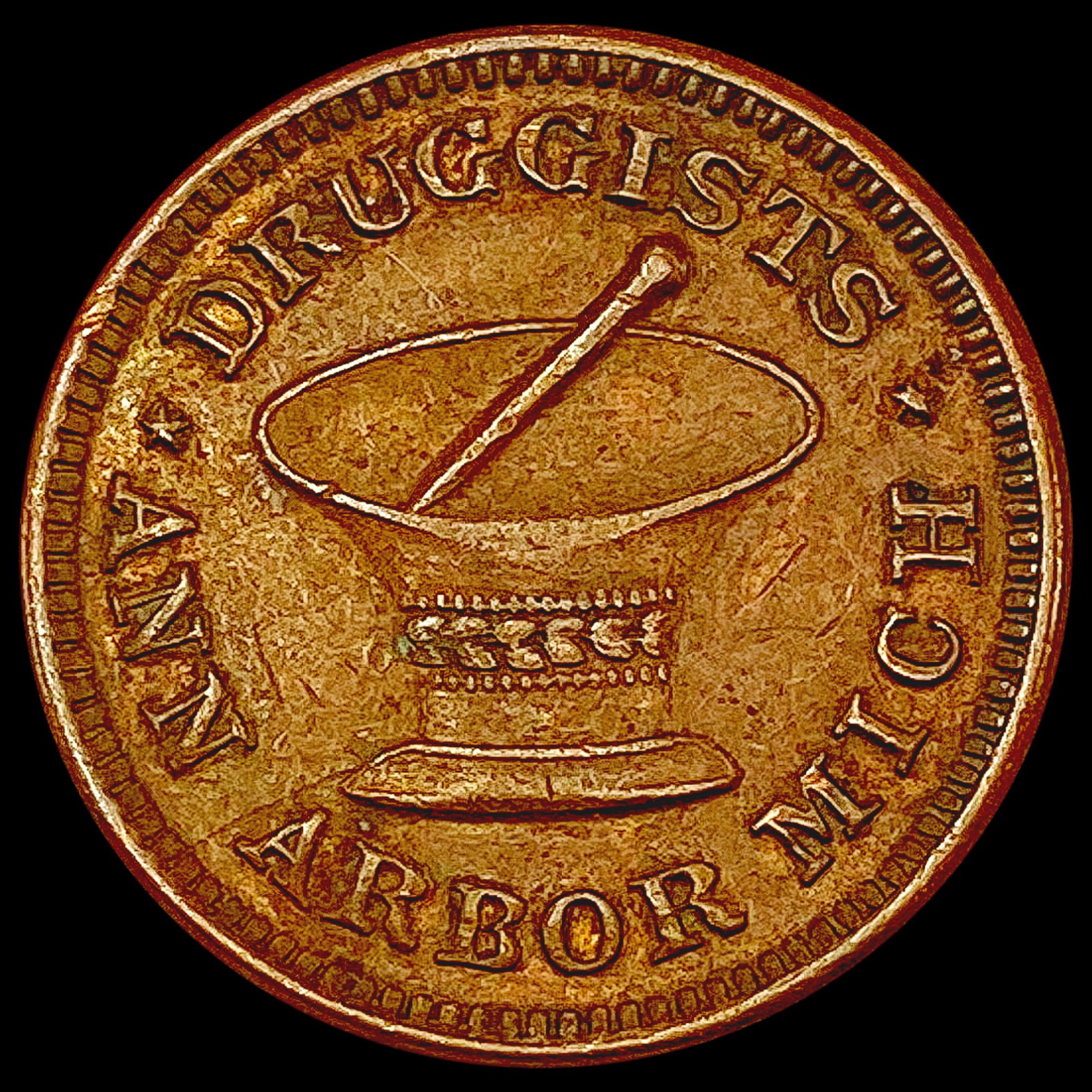 1863 CIvil War Token - Ann Arbor MI CHOICE AU (1 of 2)