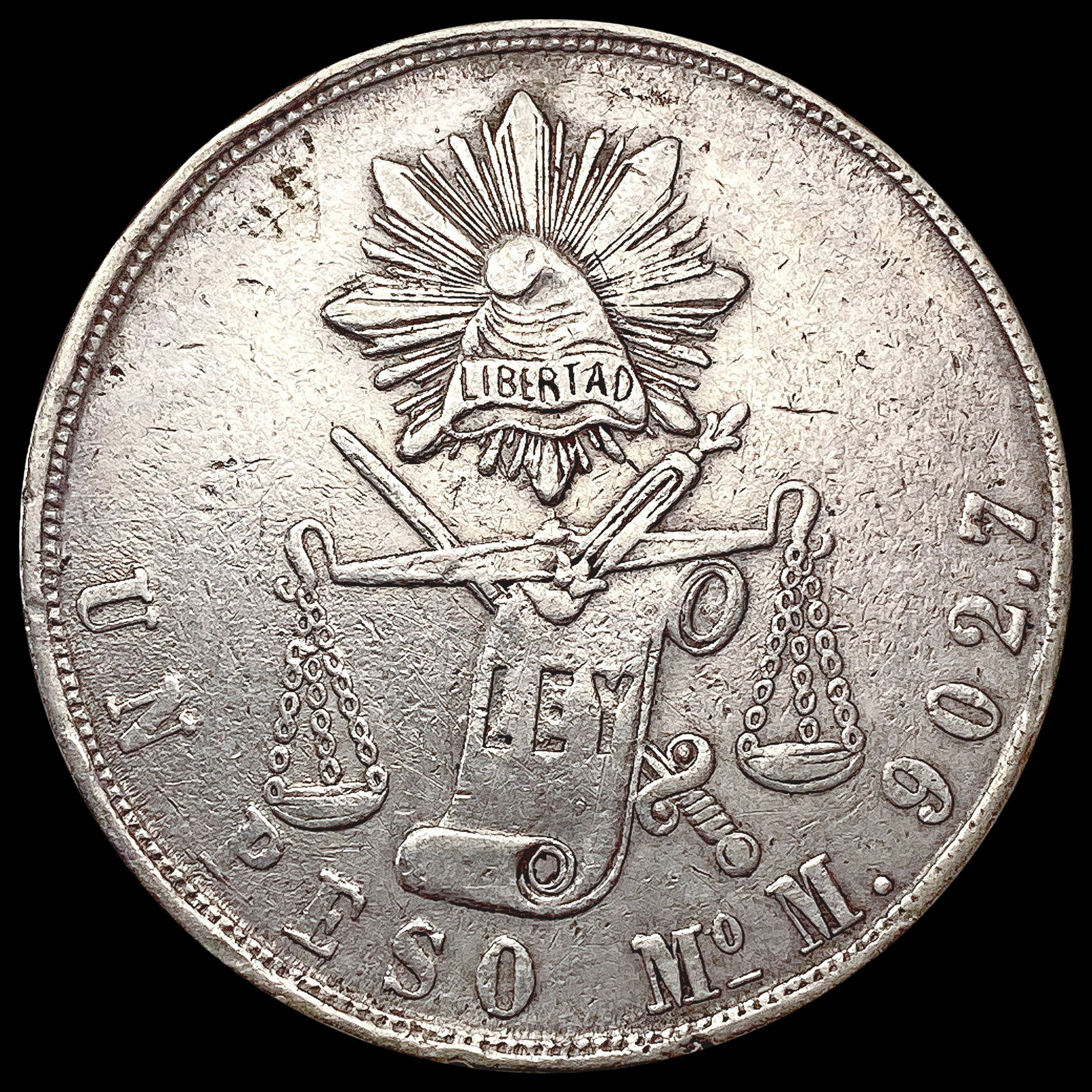 1871Mo M Mexico Peso LIGHTLY CIRCULATED (1 of 2)