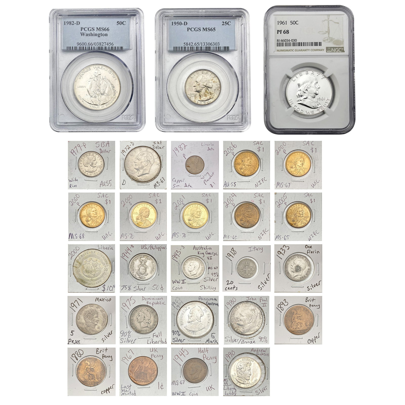 [27] 1950-2001 Varied US and Foreign Coin Lot (1 of 5)