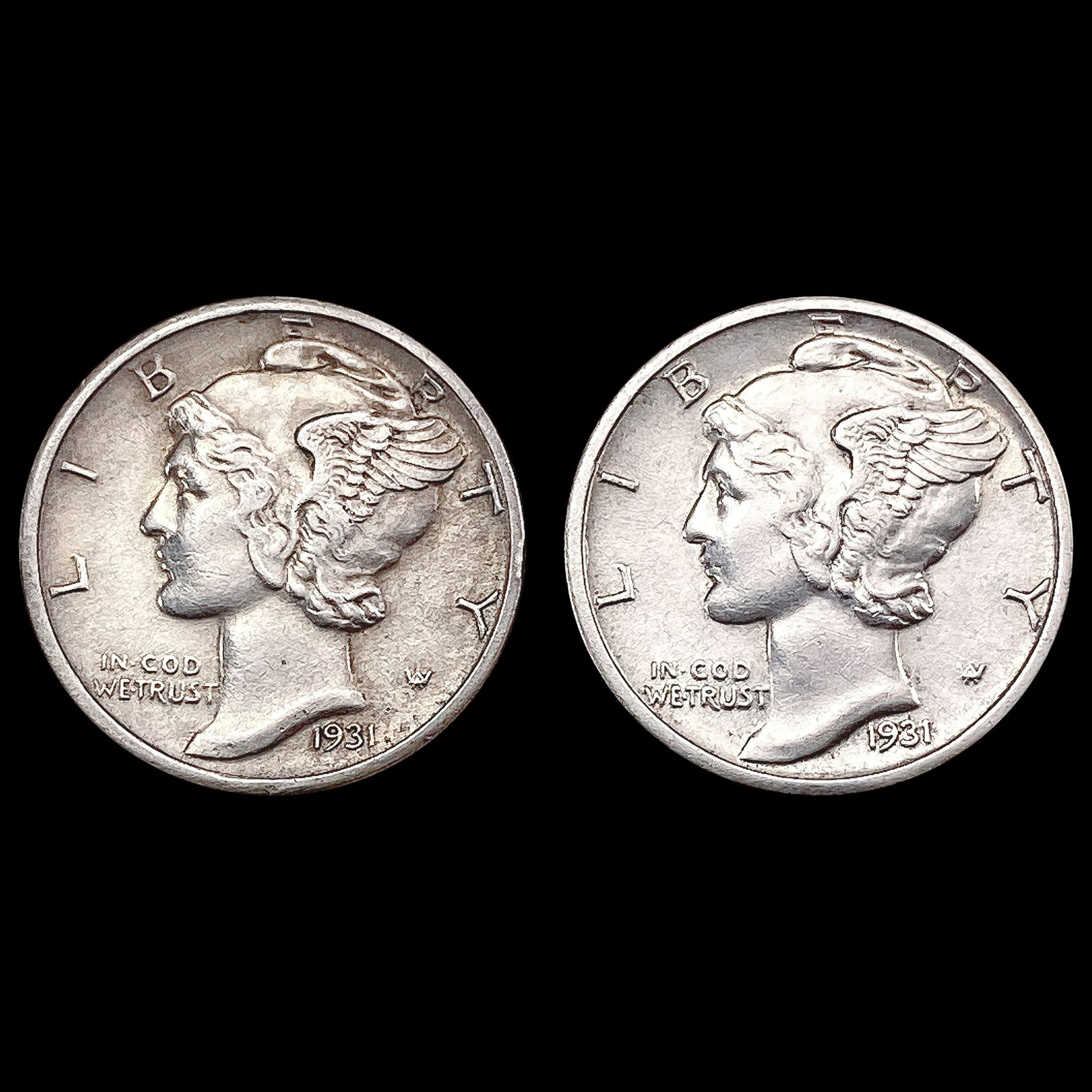 [2] 1931-D Mercury Dime GEM BU (1 of 2)