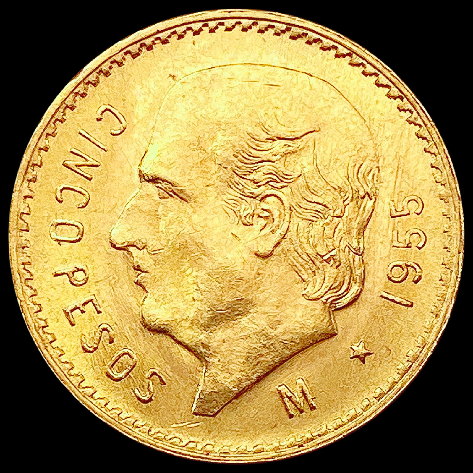 1955 Mexico Gold 5 Pesos 0.1206oz SUPERB GEM BU (1 of 2)