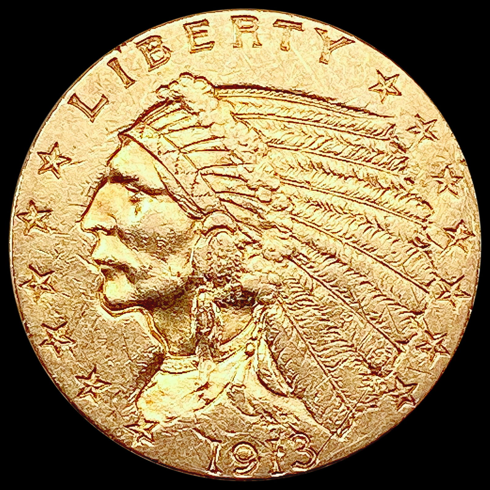1913 $2.50 Gold Quarter Eagle CLOSELY UNCIRCULATED (1 of 2)