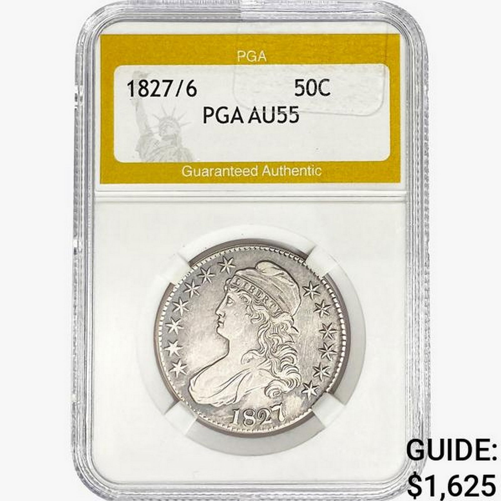 1827 /6 Capped Bust Half Dollar PGA AU55 (1 of 2)