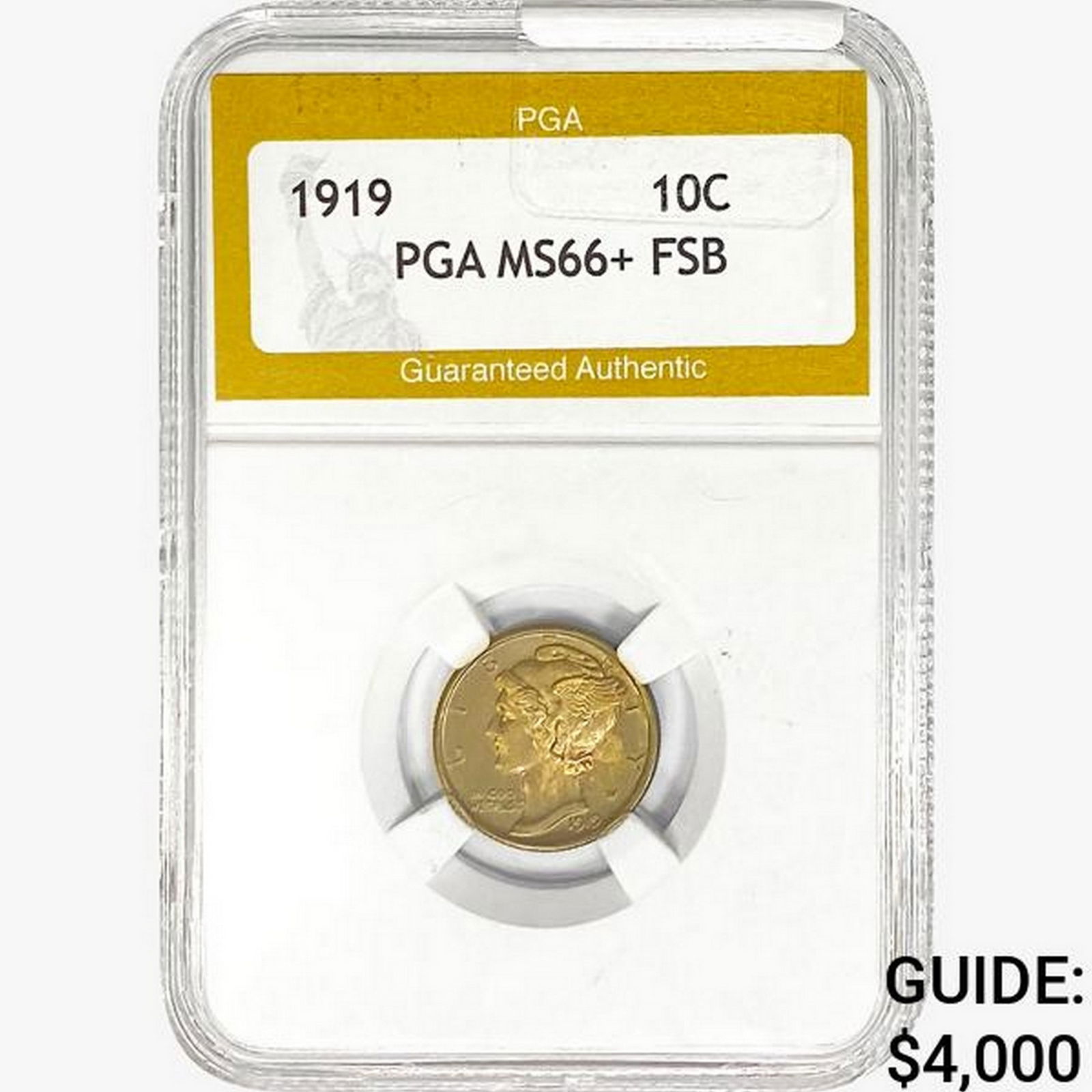 1919 Mercury Silver Dime PGA MS66+ FSB (1 of 2)