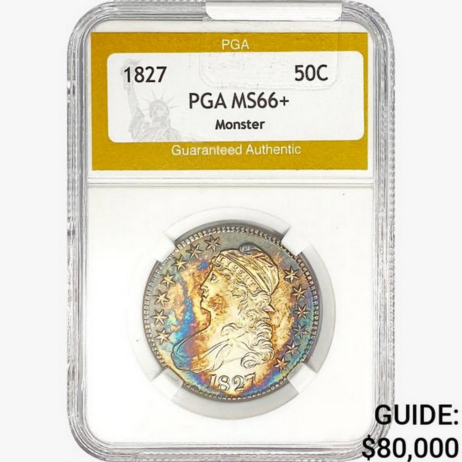 1827 Capped Bust Half Dollar PGA MS66+ Monster (1 of 2)