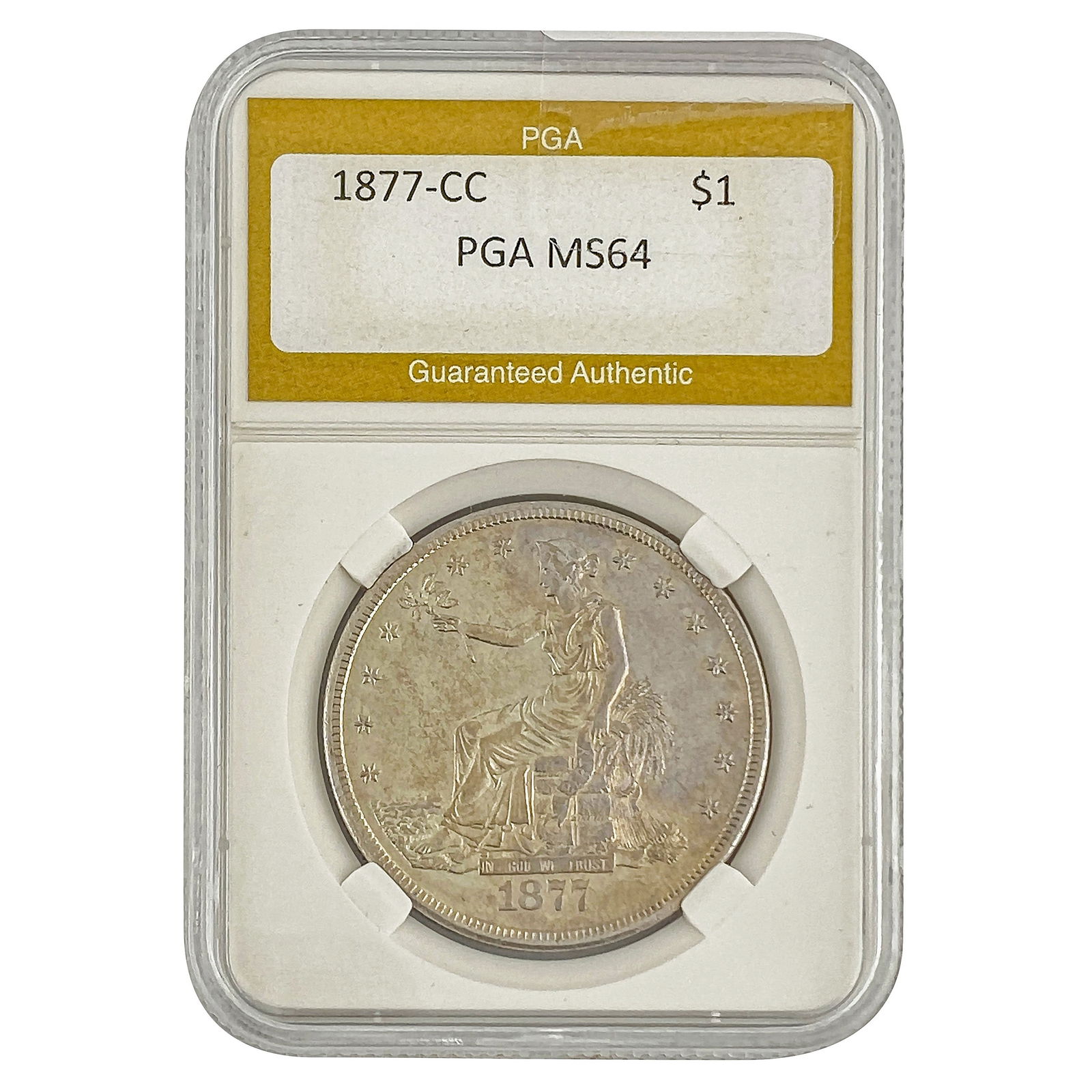 1877-CC Silver Trade Dollar PGA MS64 (1 of 2)