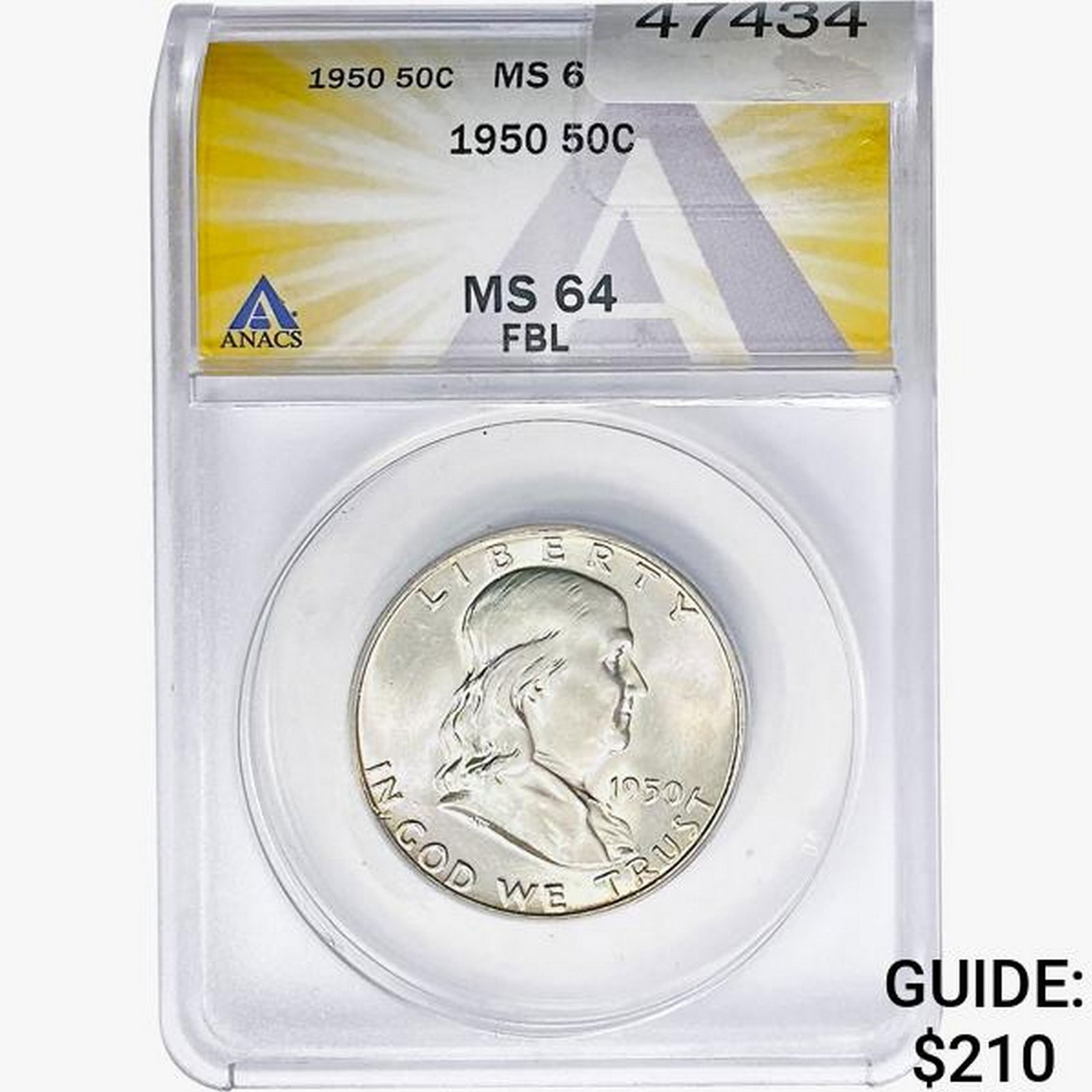 1950 Franklin Half Dollar ANACS MS64 FBL (1 of 2)