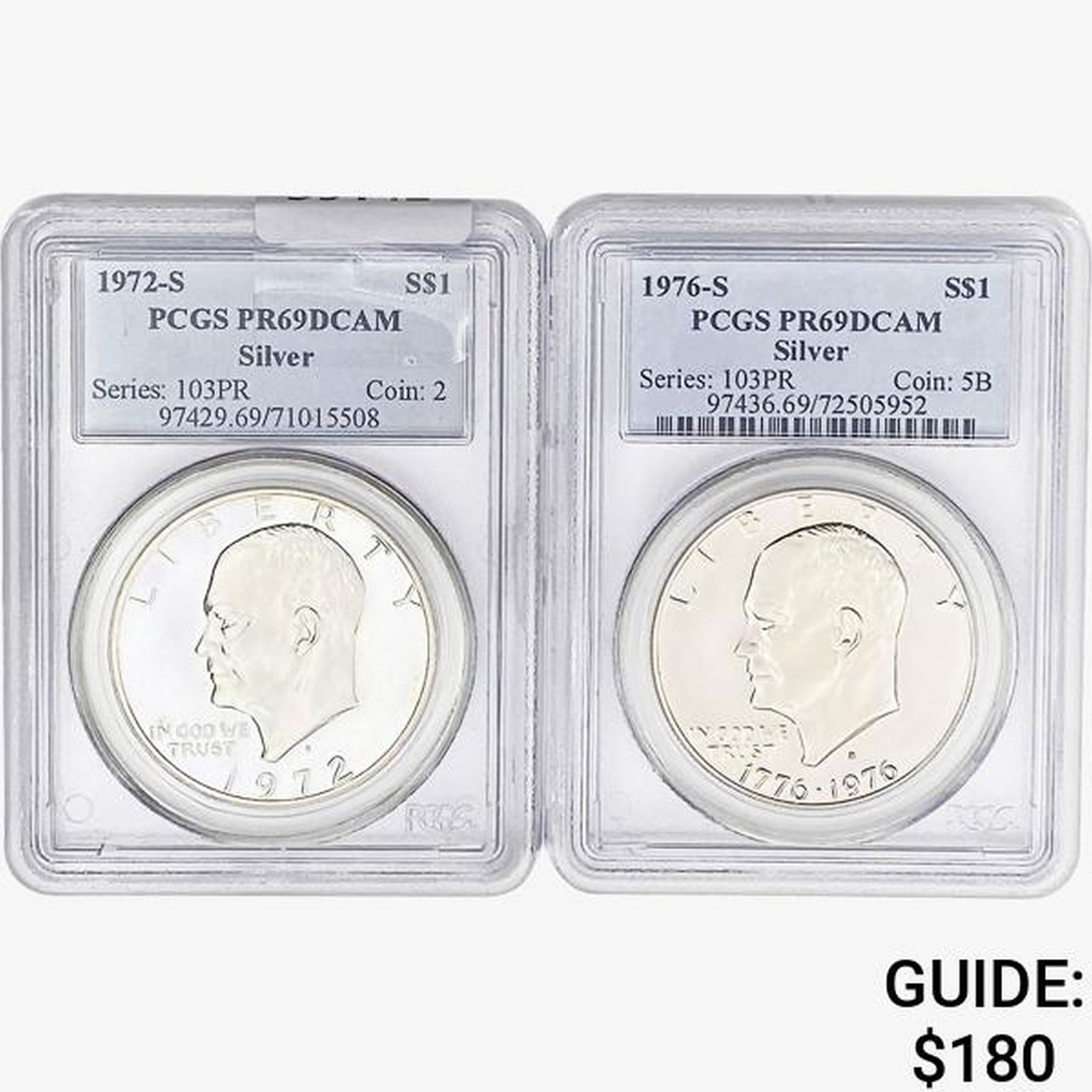 [2]1972-1976 Eisenhower Dollar PCGS PR69 DCAM (1 of 2)