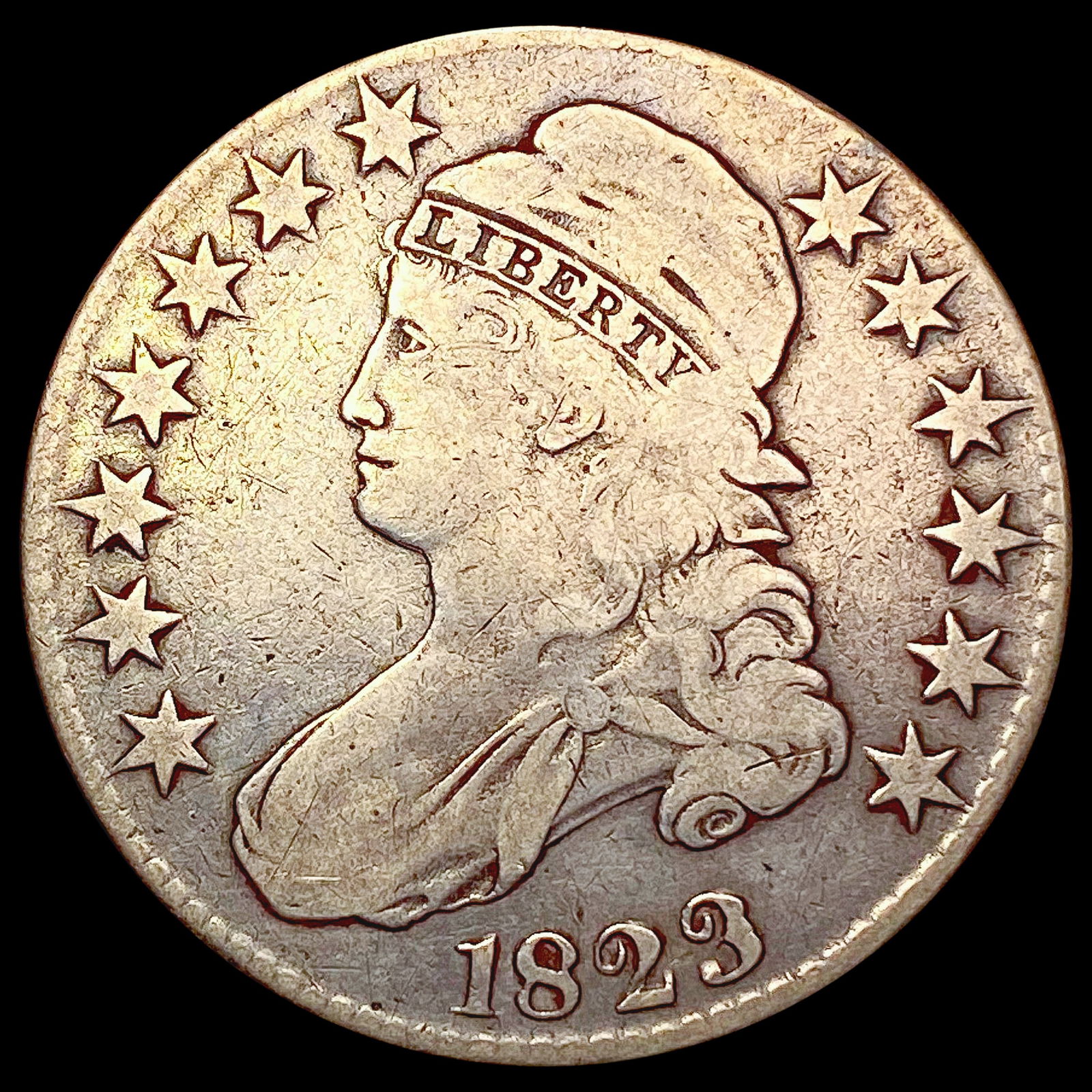 1823 Ugly 3 Capped Bust Half Dollar LIGHTLY CIRCULATED (1 of 2)