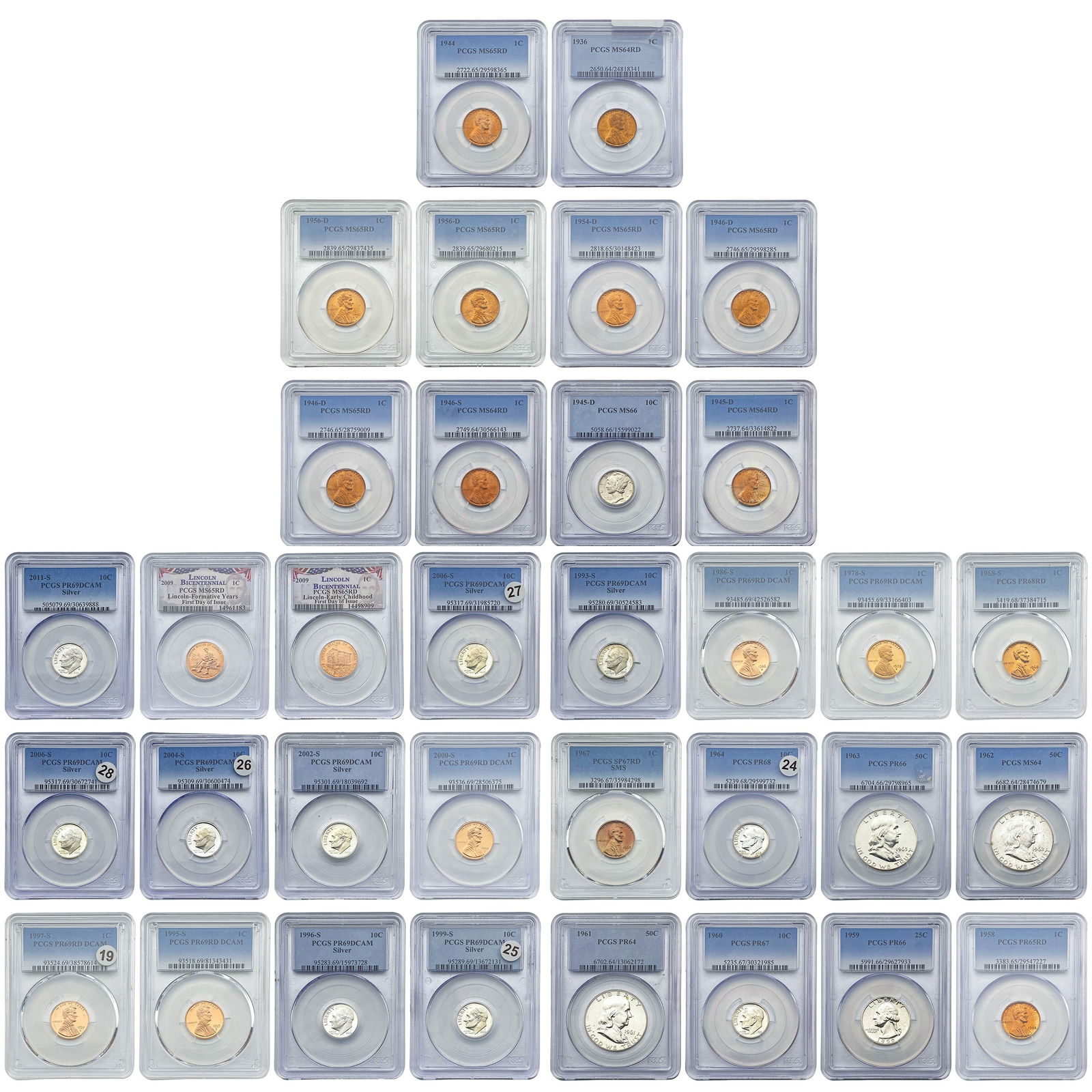[33]1936-2011 Varied U.S. Coin Lot 1C-50C PCGS (1 of 7)