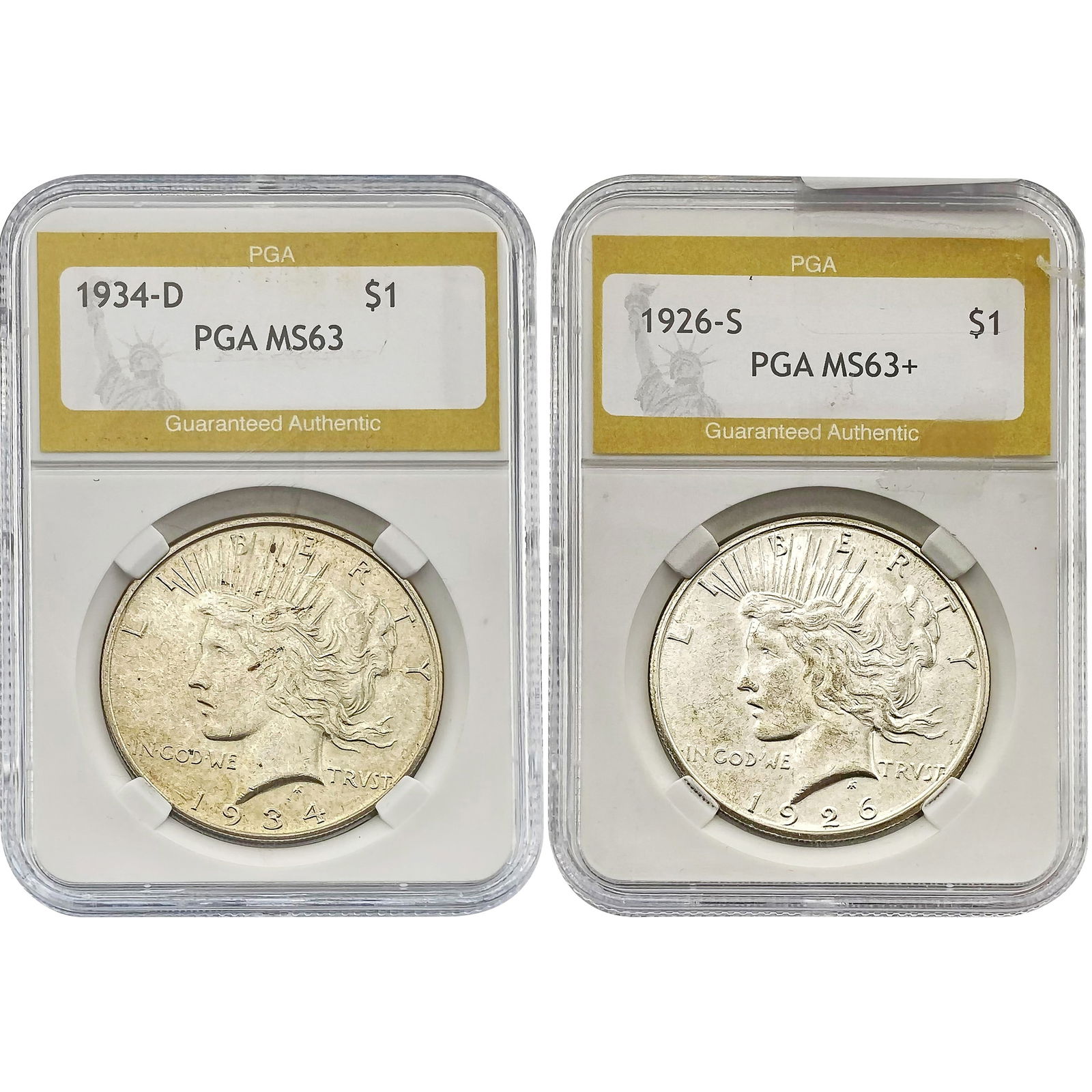 [2]1926-1934 Silver Peace Dollar PGA MS63 (1 of 5)