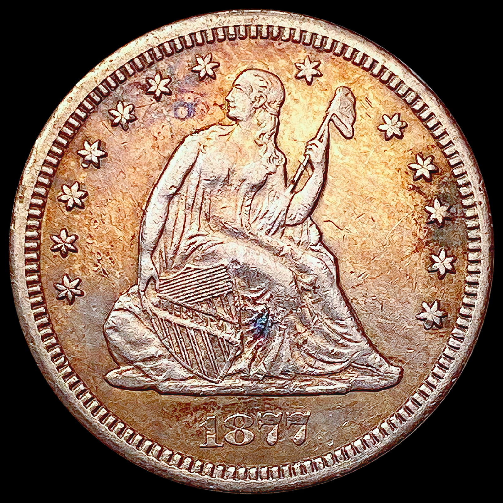 1877-CC Seated Liberty Quarter CLOSELY UNCIRCULATED (1 of 2)