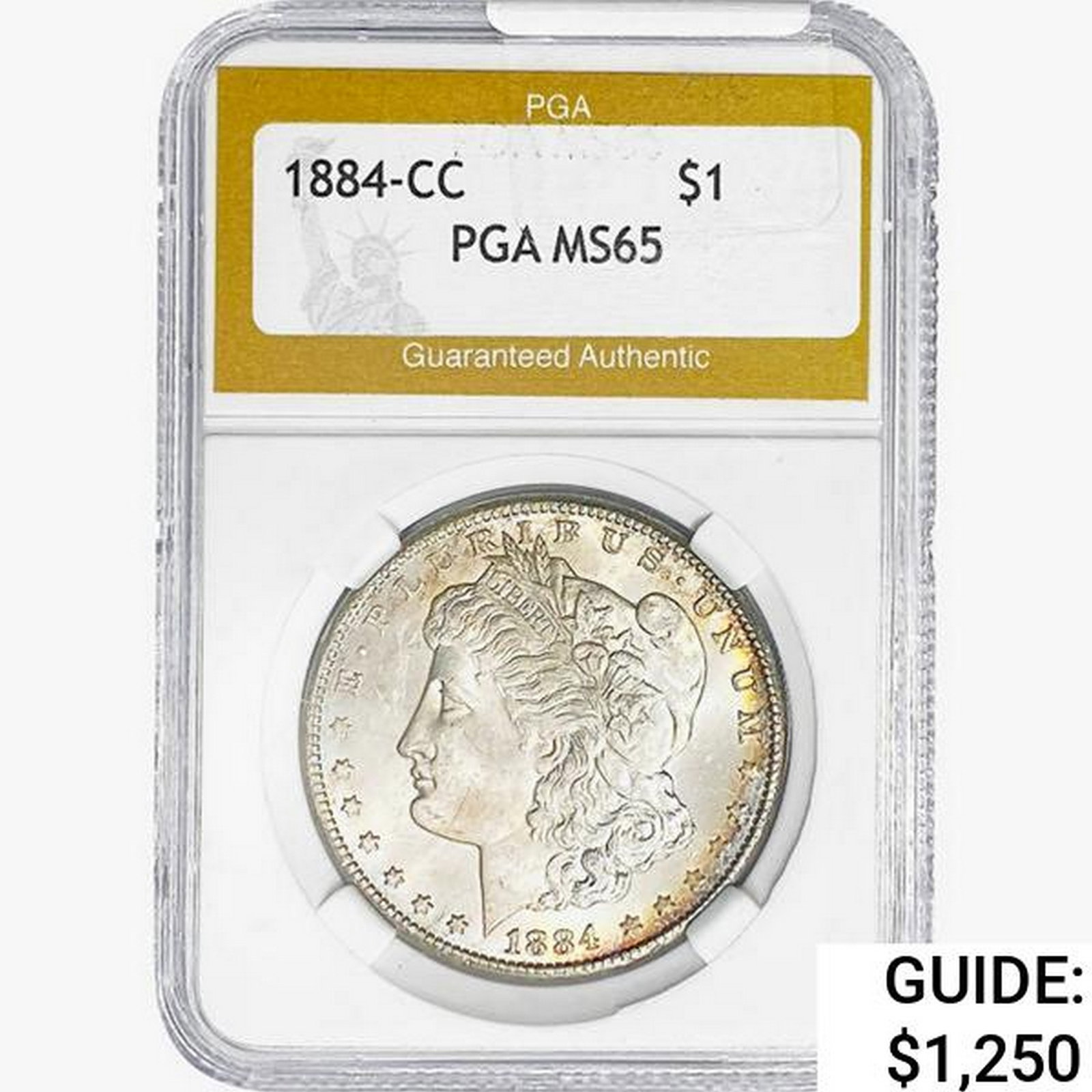1884-CC Morgan Silver Dollar PGA MS65: 1884-CC Morgan Silver Dollar PGA MS65
