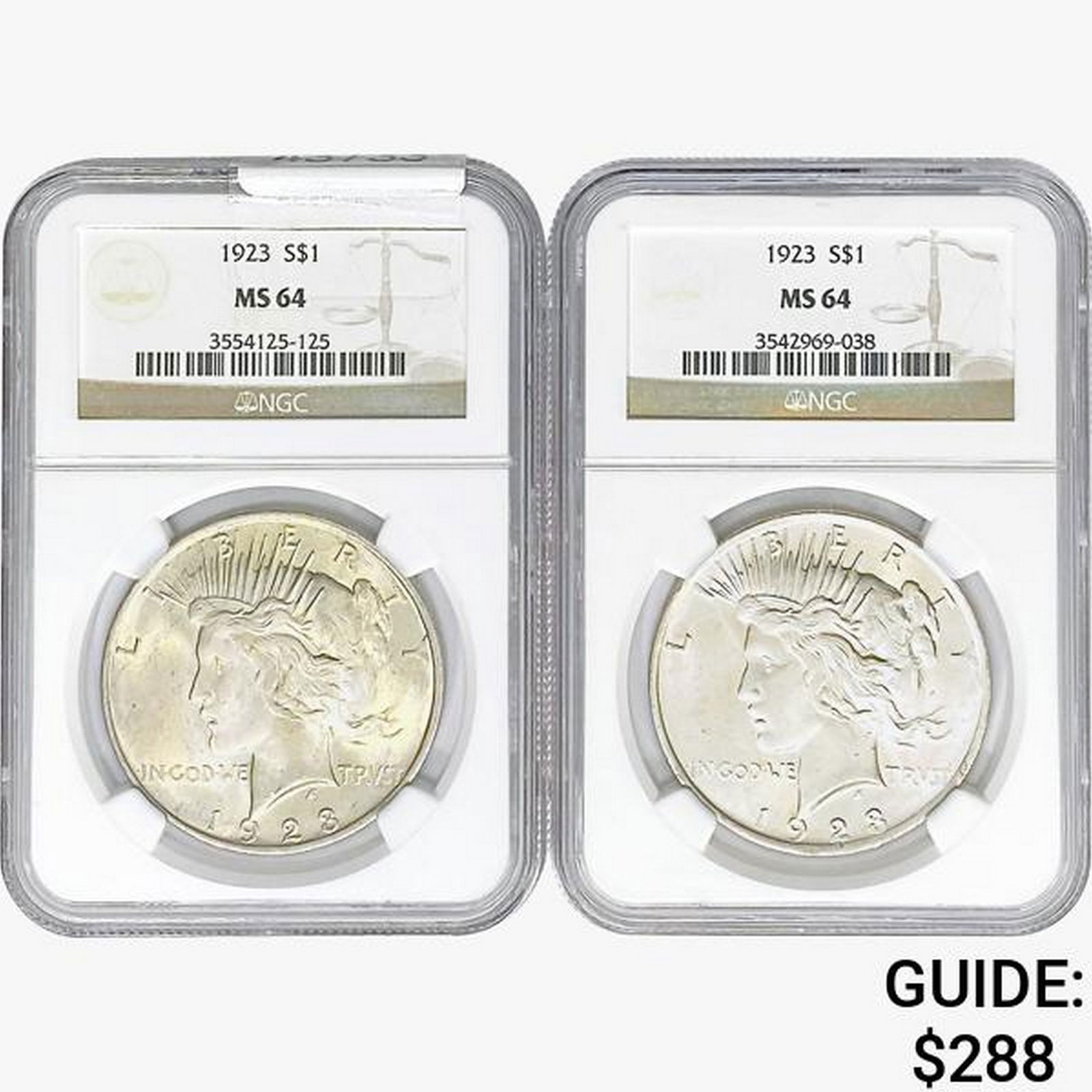 [2]1923 Silver Peace Dollar NGC MS64 (1 of 2)