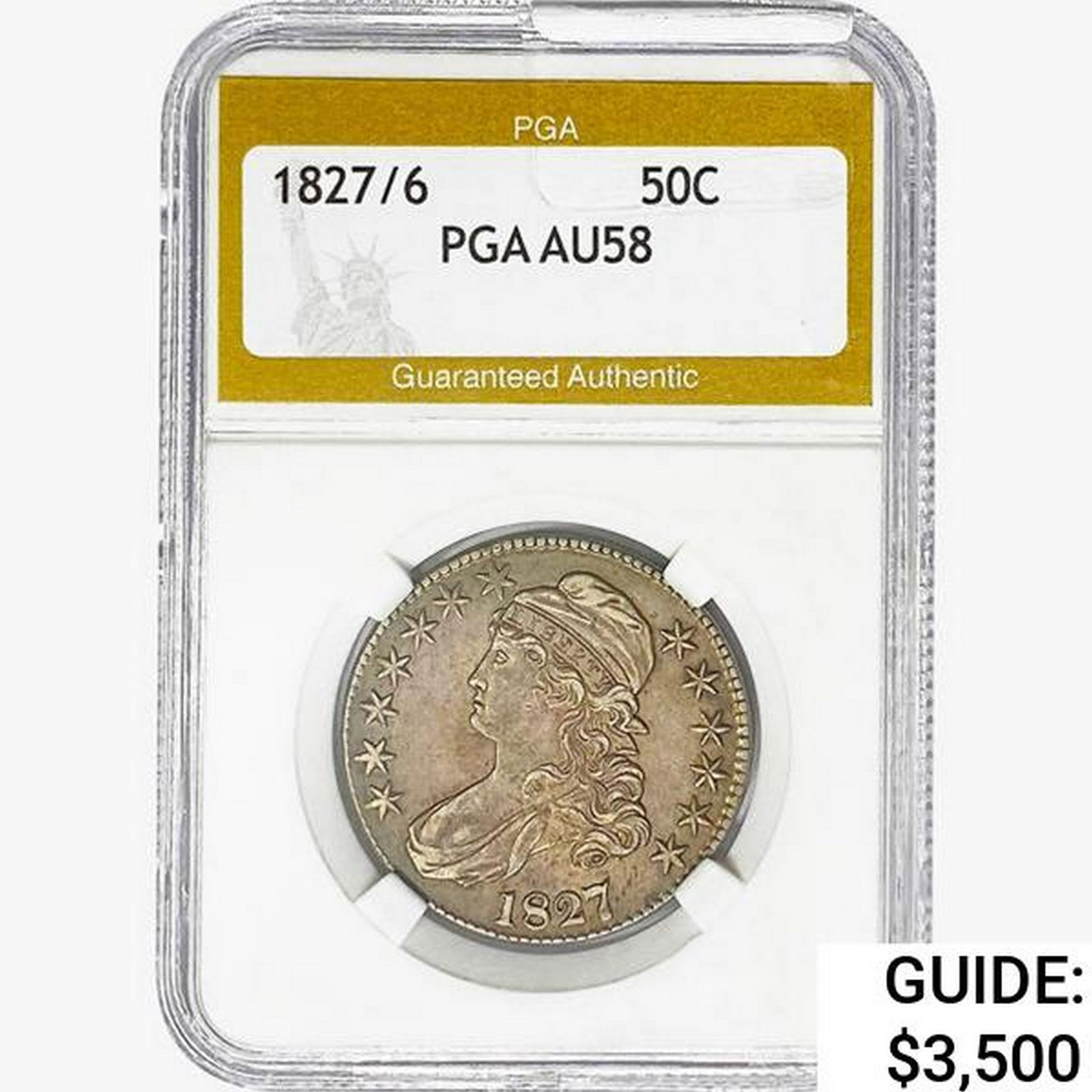 1827/6 Capped Bust Half Dollar PGA AU58 (1 of 2)
