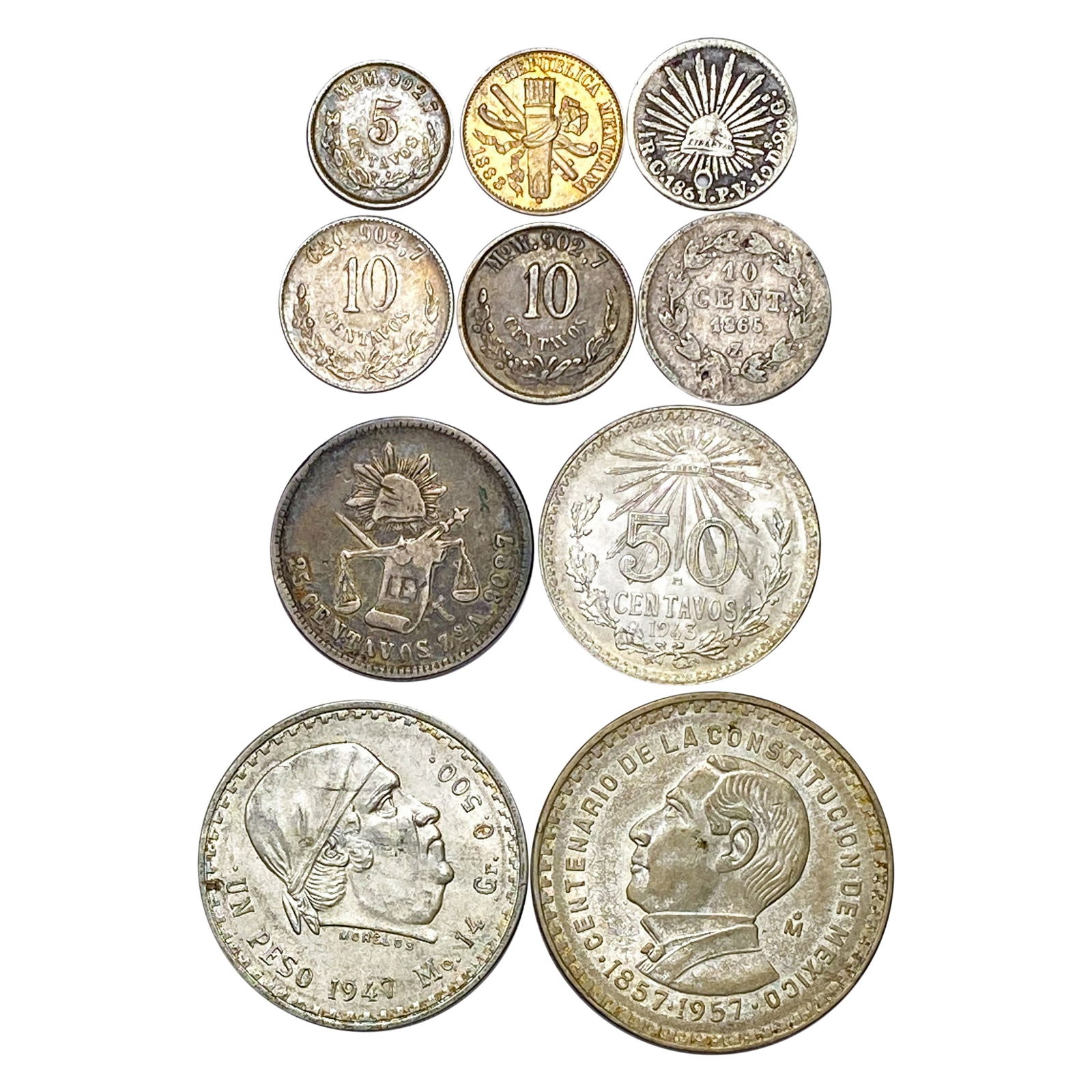 [9]1865-1957 Rare Silver Mexican Coin Lot HIGH GRADE (1 of 2)