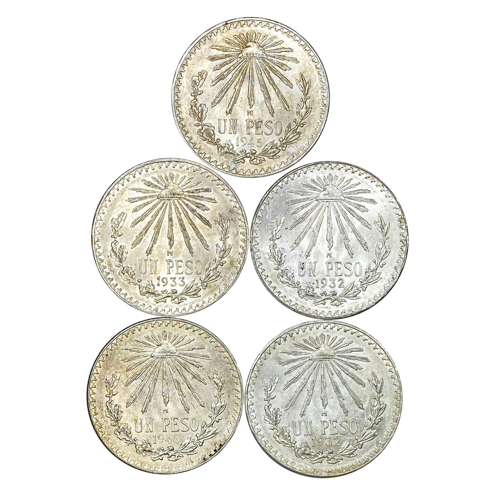 [5]1932-1945 Mexico Silver Pesos NICELY CIRCULATED+ (1 of 2)