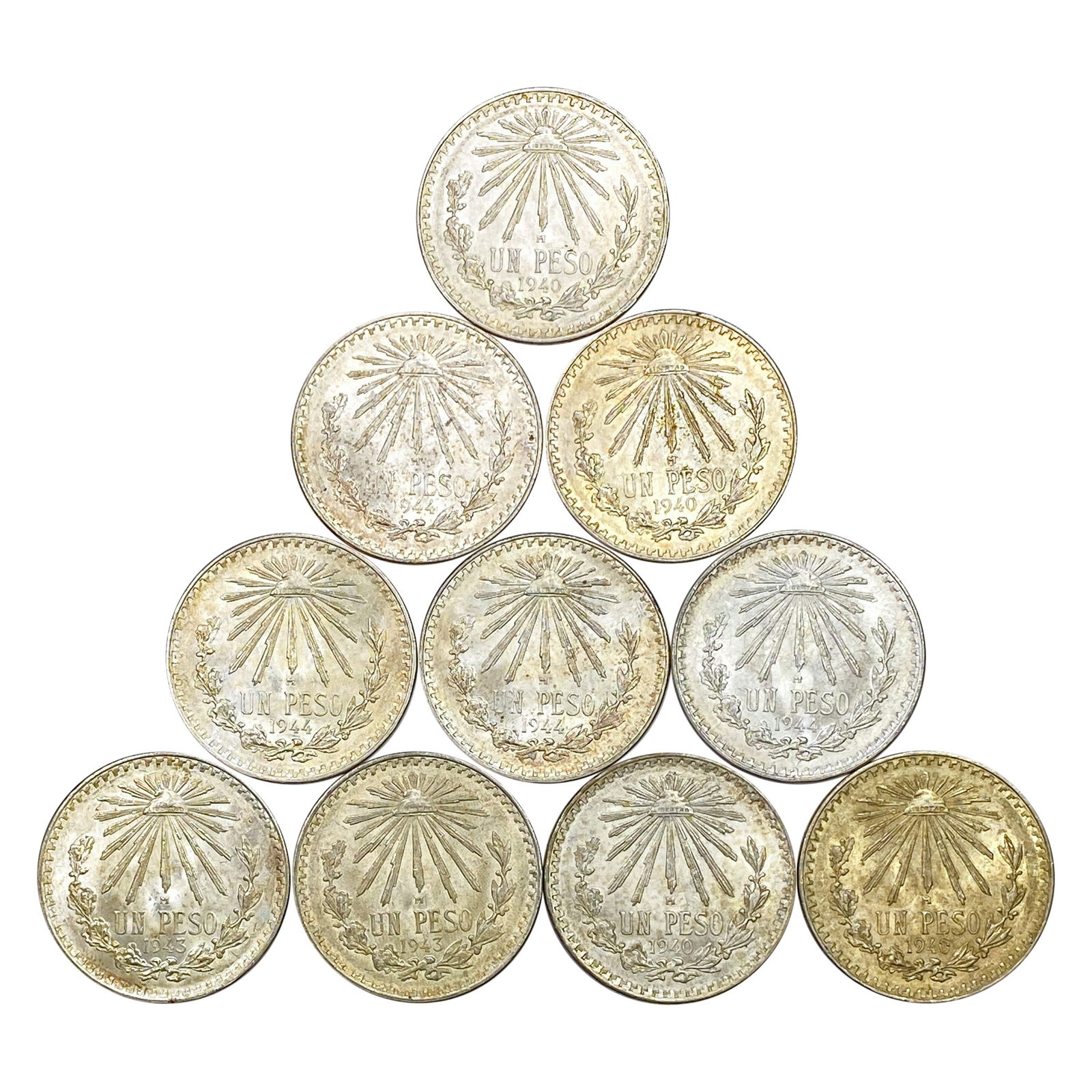 [10]1940-1945 Mexico Silver Pesos NICELY CIRCULATED+ (1 of 2)