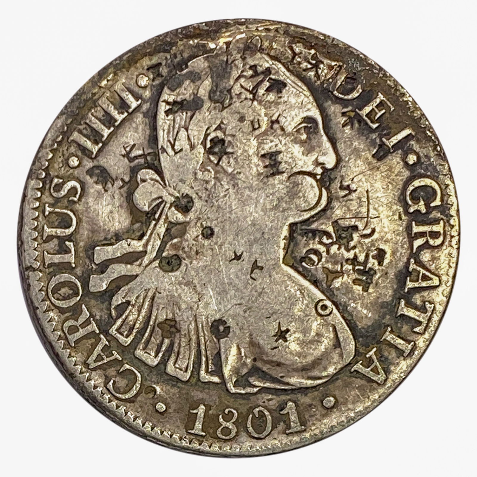 1801 Mo FT Mexico Silver 8 Reales Carlos IV Chops XF (1 of 2)