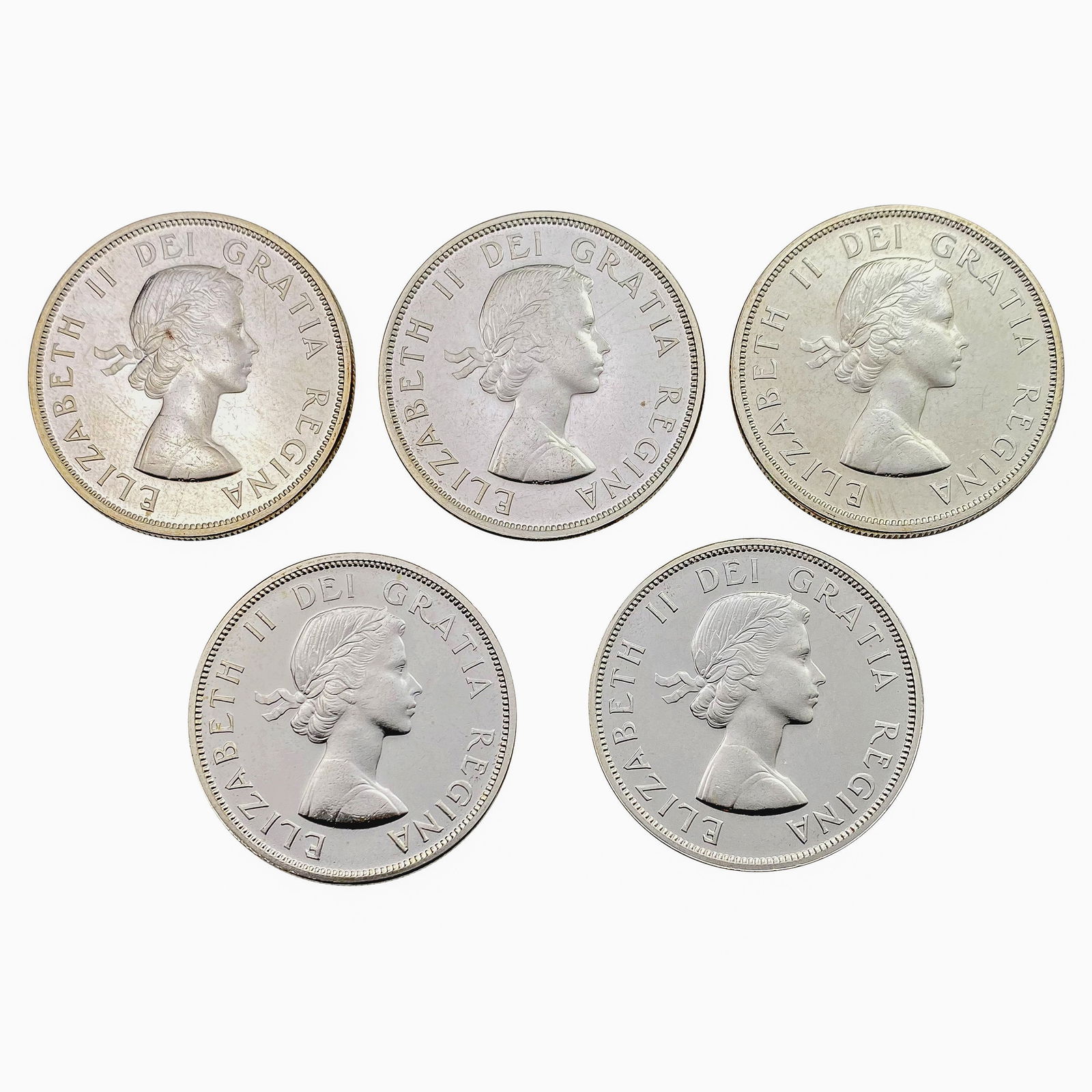 1962-1963 [5] Canada Silver Dollar Elizabeth II Ch BU (1 of 2)