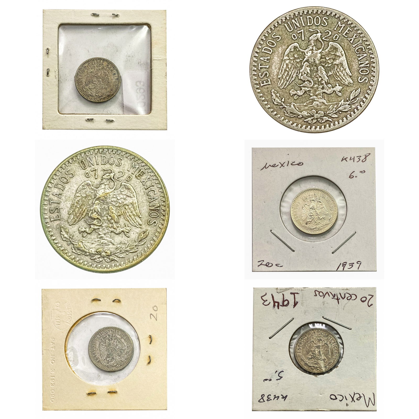 1920-1943 M [6] Mexico Silver 20 Centavos XF (1 of 2)