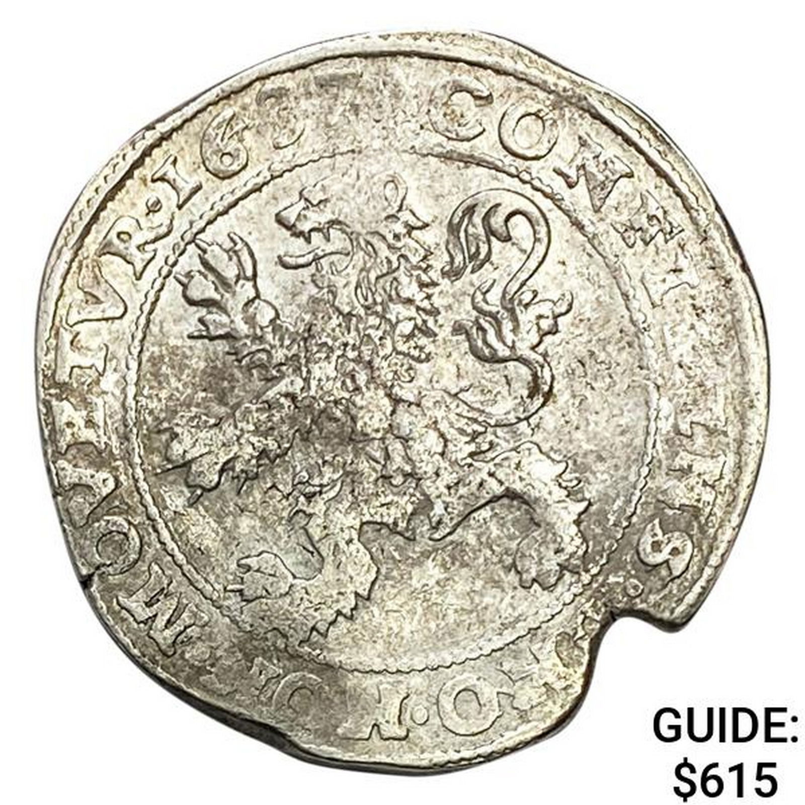 1637 Netherlands W. Friesland SIlver Lion Dollar AU (1 of 2)