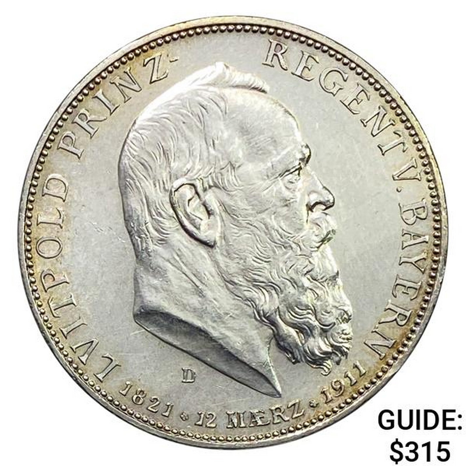 1911-D Bavaria Silver 5 Mark UNCIRCULATED (1 of 2)