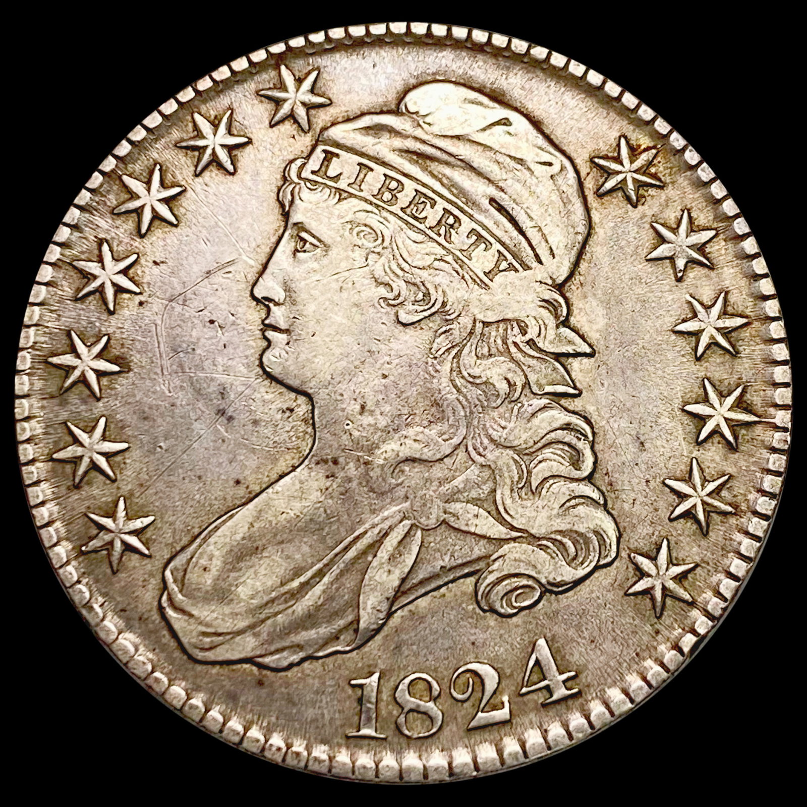 1824 Capped Bust Half Dollar NEARLY UNCIRCULATED: 1824 Capped Bust Half Dollar NEARLY UNCIRCULATED
