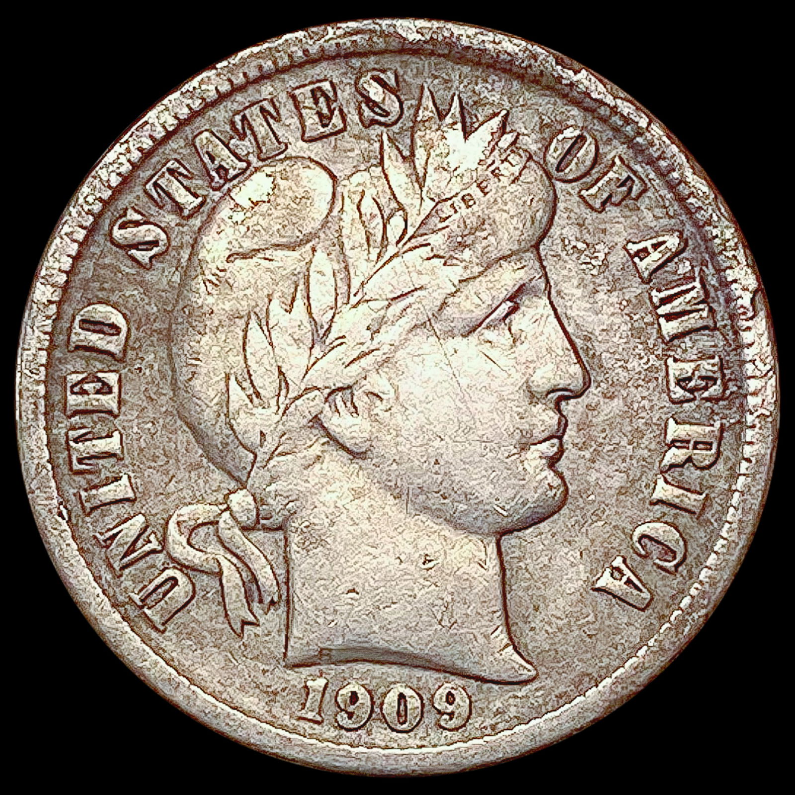 1909-S Barber Dime LIGHTLY CIRCULATED (1 of 2)