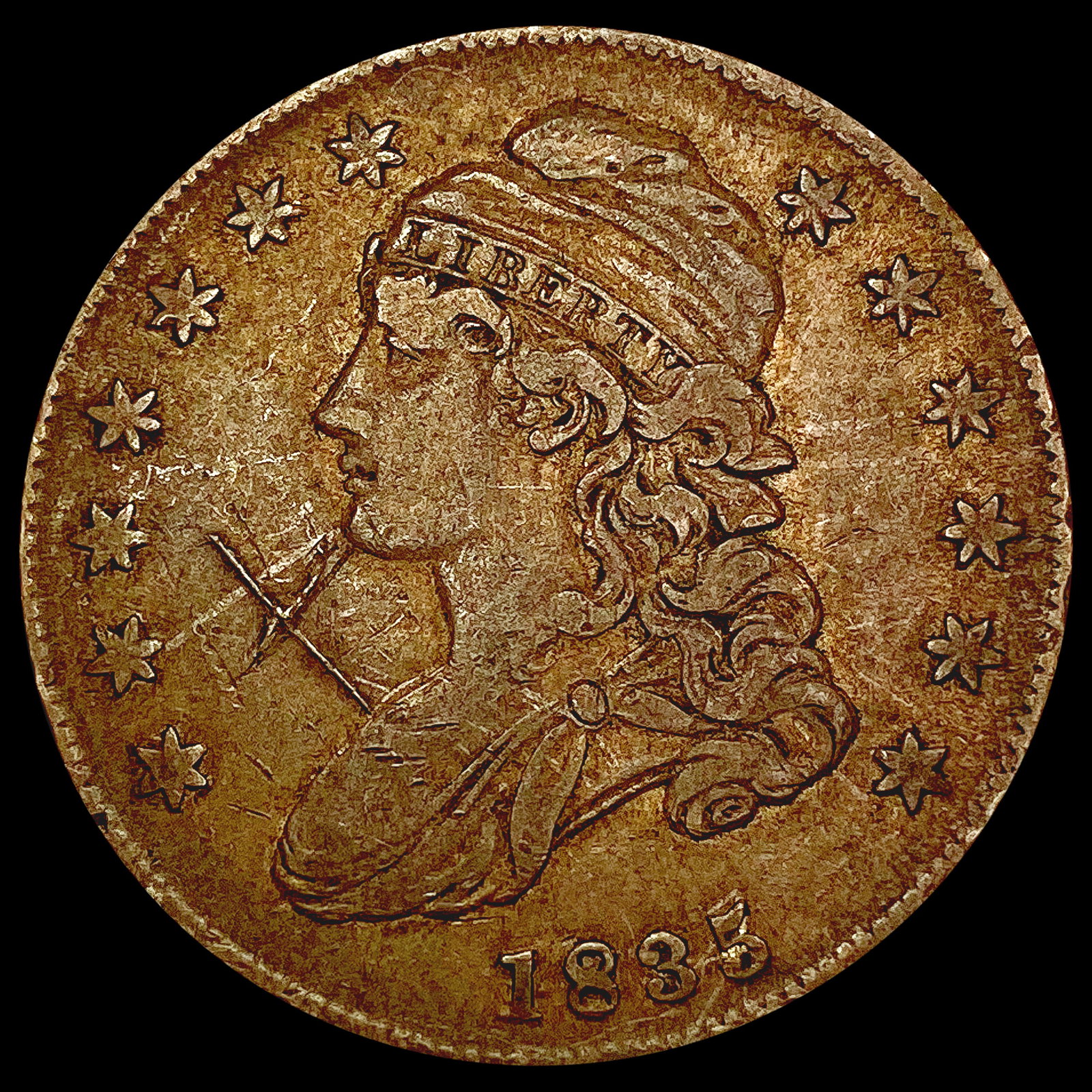 1835 Capped Bust Half Dollar LIGHTLY CIRCULATED: 1835 Capped Bust Half Dollar LIGHTLY CIRCULATED