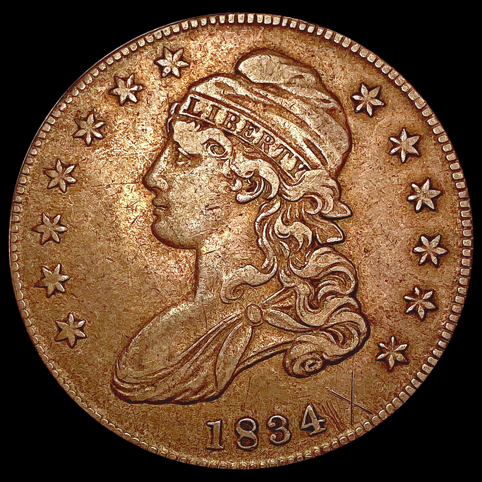 1834 Capped Bust Half Dollar NEARLY UNCIRCULATED: 1834 Capped Bust Half Dollar NEARLY UNCIRCULATED