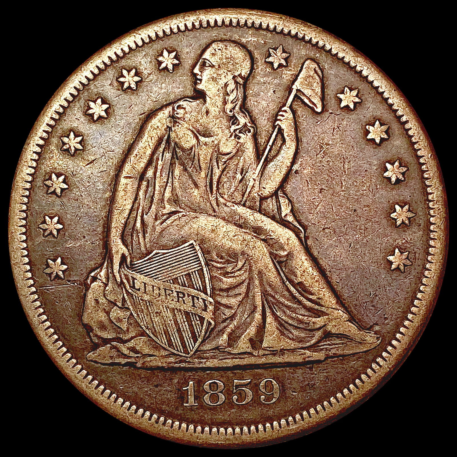 1859-O Seated Liberty Dollar LIGHTLY CIRCULATED (1 of 2)