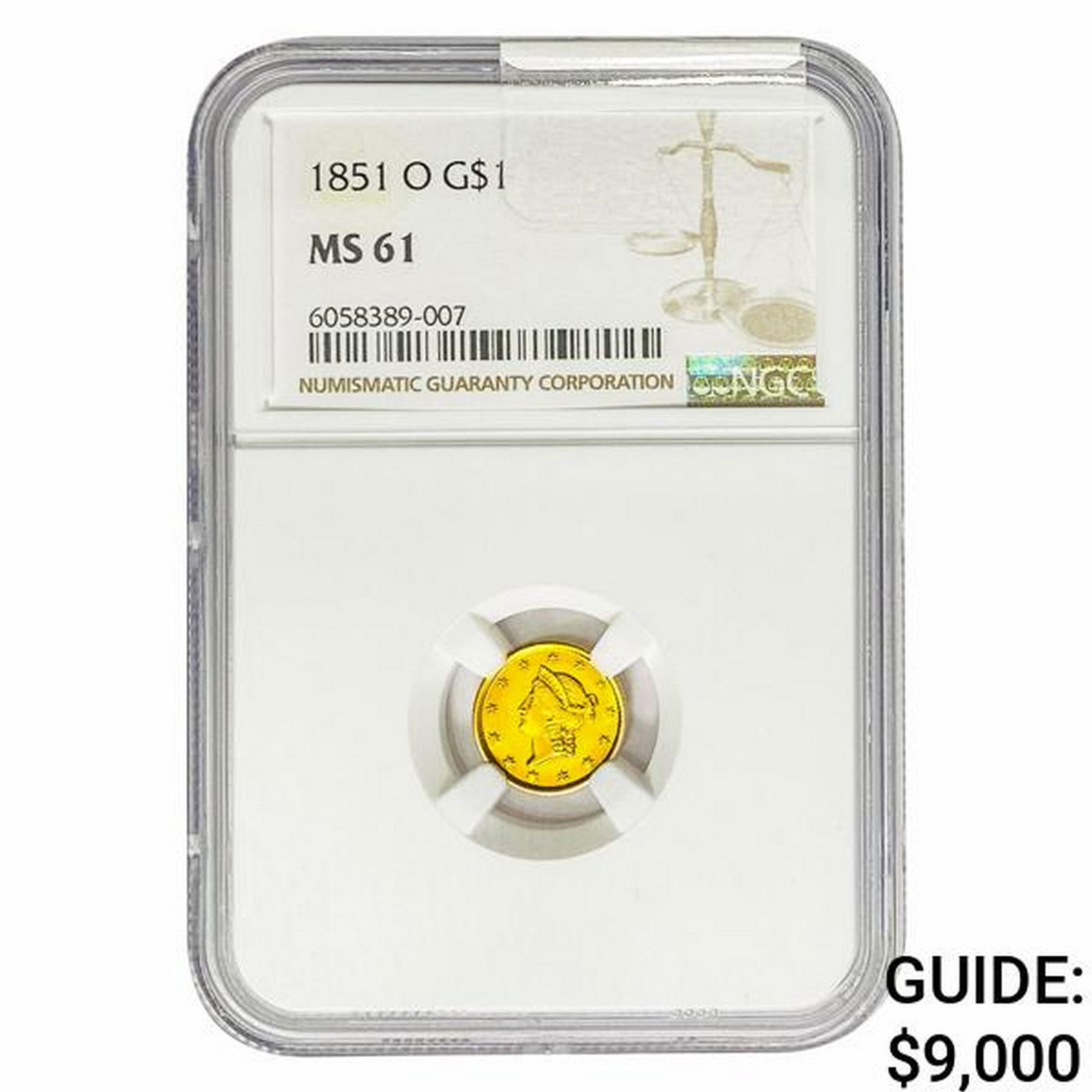 1851-O Rare Gold Dollar NGC MS61 (1 of 2)