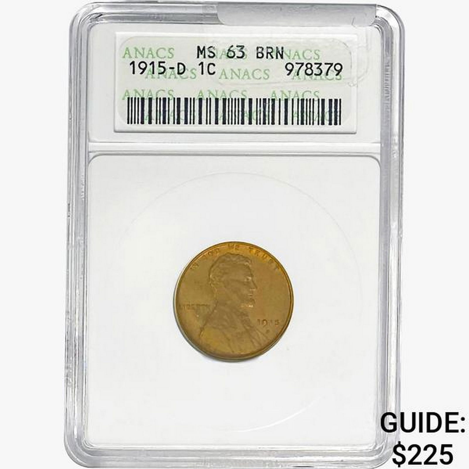 1915-D Wheat Cent ANACS MS63 BRN (1 of 2)