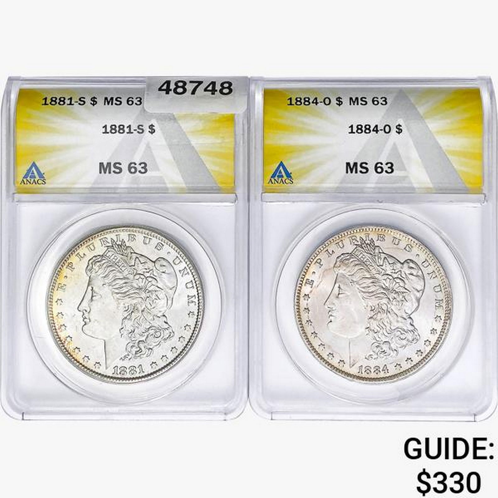[2]1881-S&1884-O Morgan Silver Dollar ANACS MS63 (1 of 2)