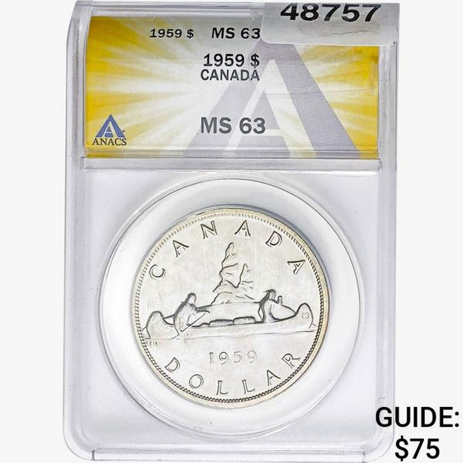1959 Canada Silver Dollar Elizabeth II ANACS MS63 (1 of 2)