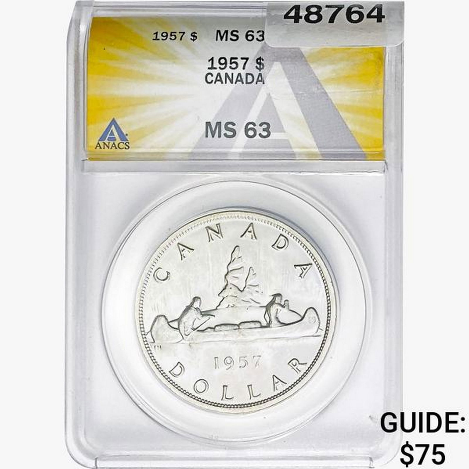 1957 Canada Silver Dollar Elizabeth II ANACS MS63 (1 of 2)