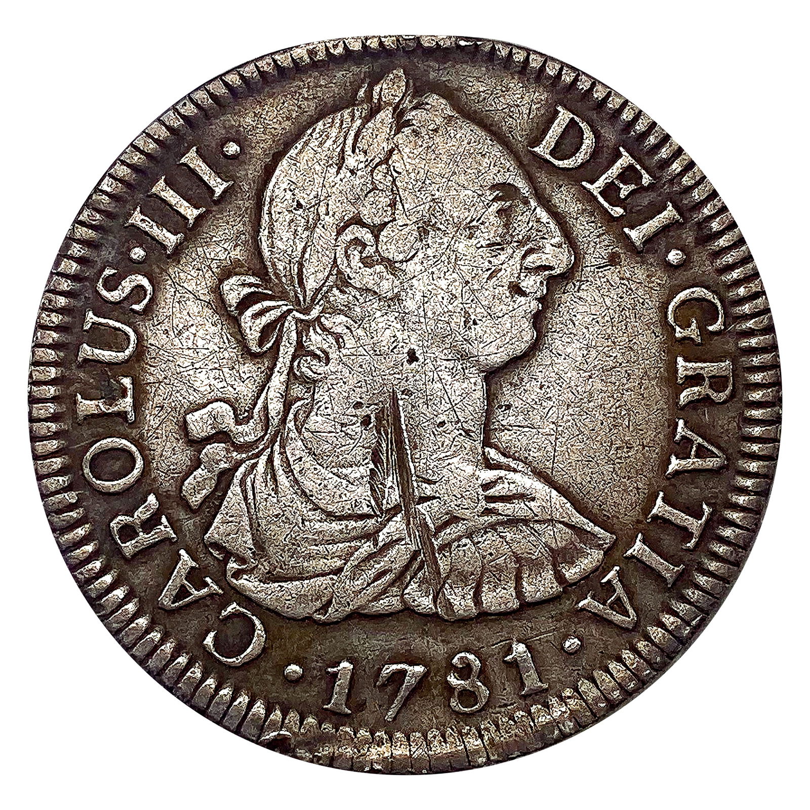 1781 Mo FF Mexico Silver 2 Reales Carlos III VF (1 of 2)